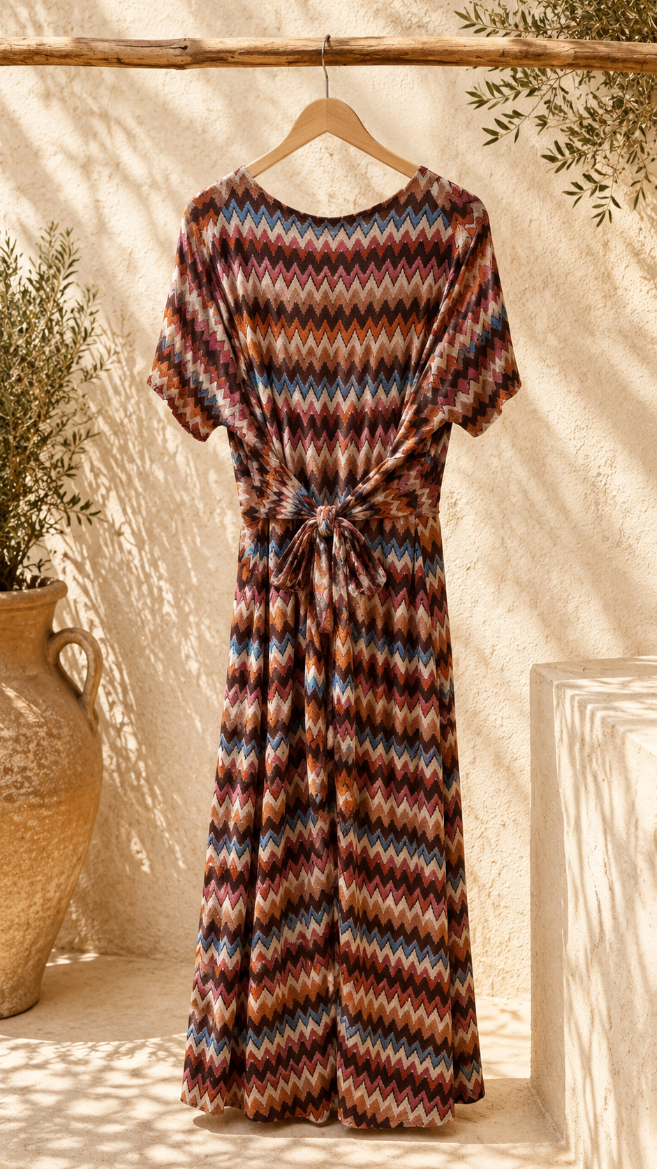 Maxi-Kleid „Alcudia“  ZickZack – Made in Italy Muster Gr. 34-42