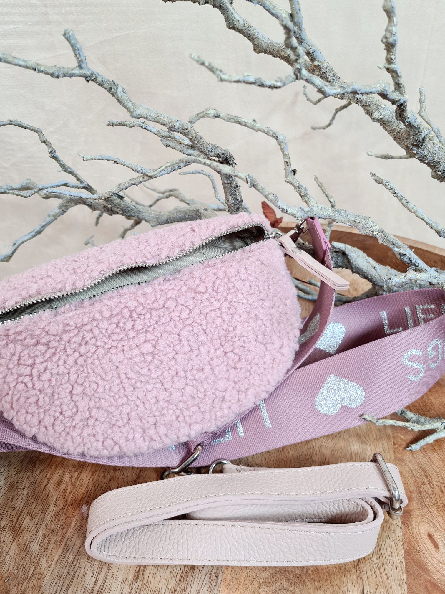 BAUCHTASCHE TEDDY S AURI ROSA LIEBLINGS Umhängetasche mit Leder Made in Italy BAUCHTASCHE TEDDY S AURI ROSA LIEBLINGS Umhängetasche mit Leder Made in Italy