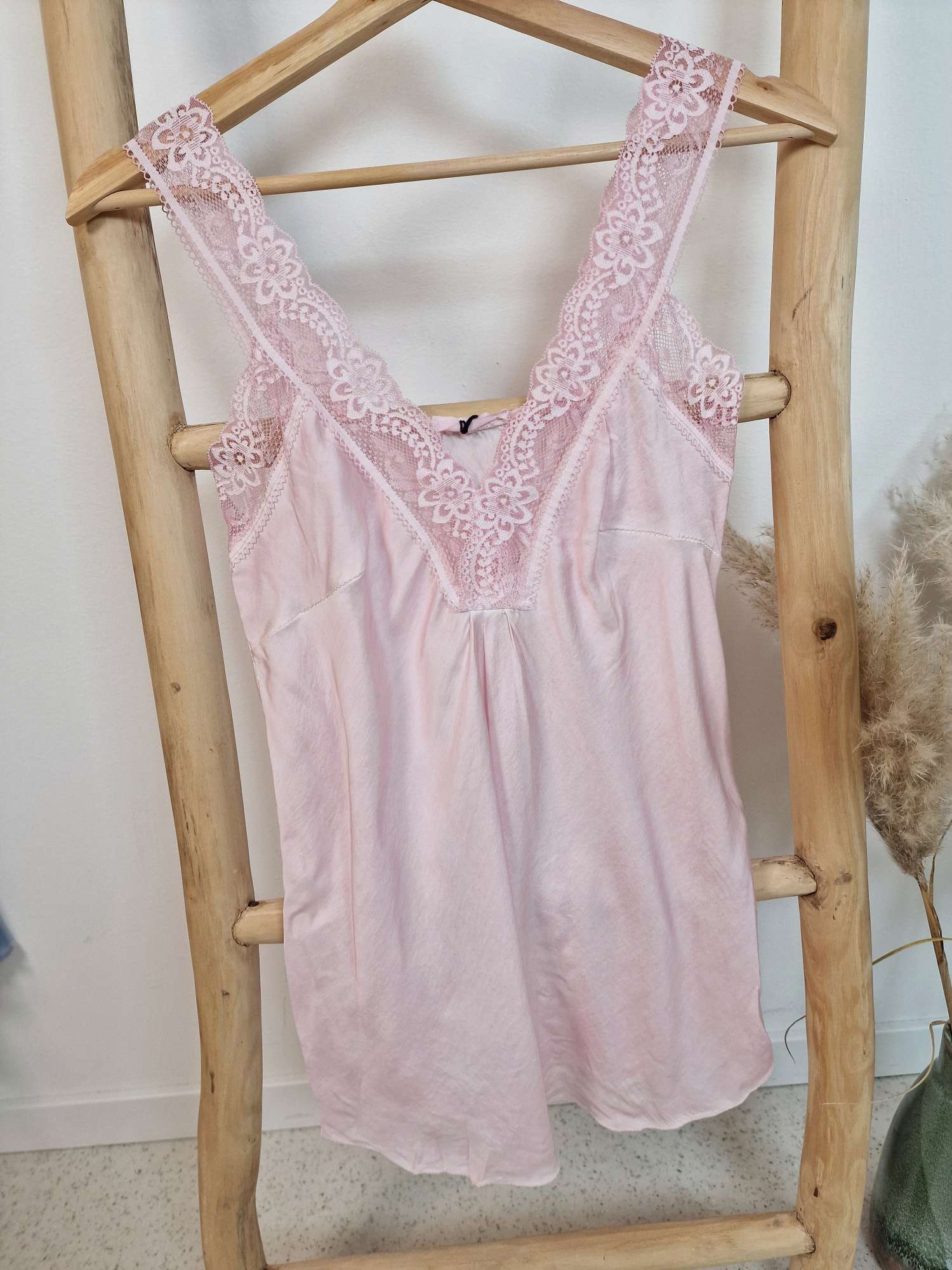 BASIC TOP EVE ROSA Spitzentop Made in Italy 34-42  