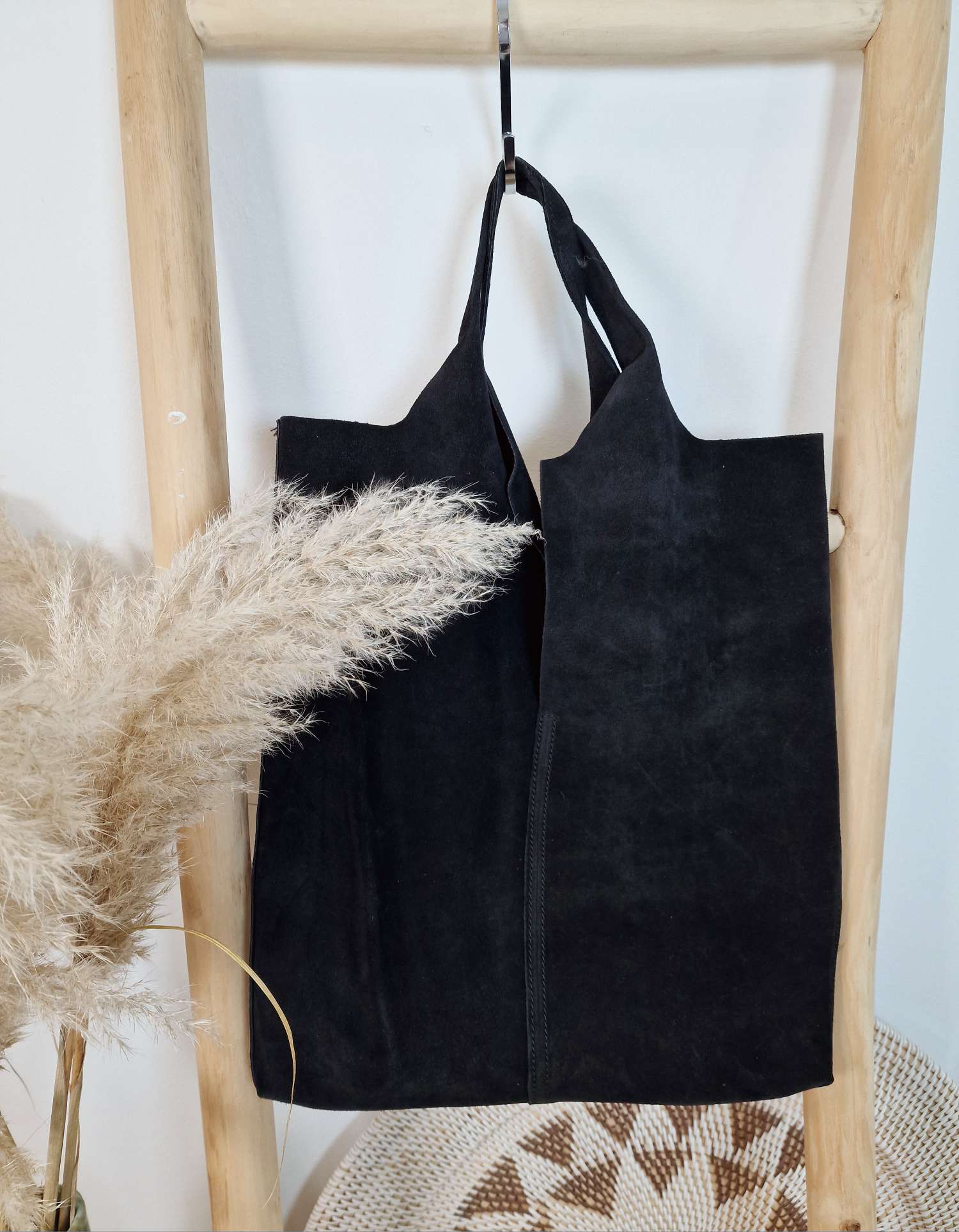 WILDLEDER SHOPPER ADELE SCHWARZ Made in Italy Echtleder Tasche Schultertasche 