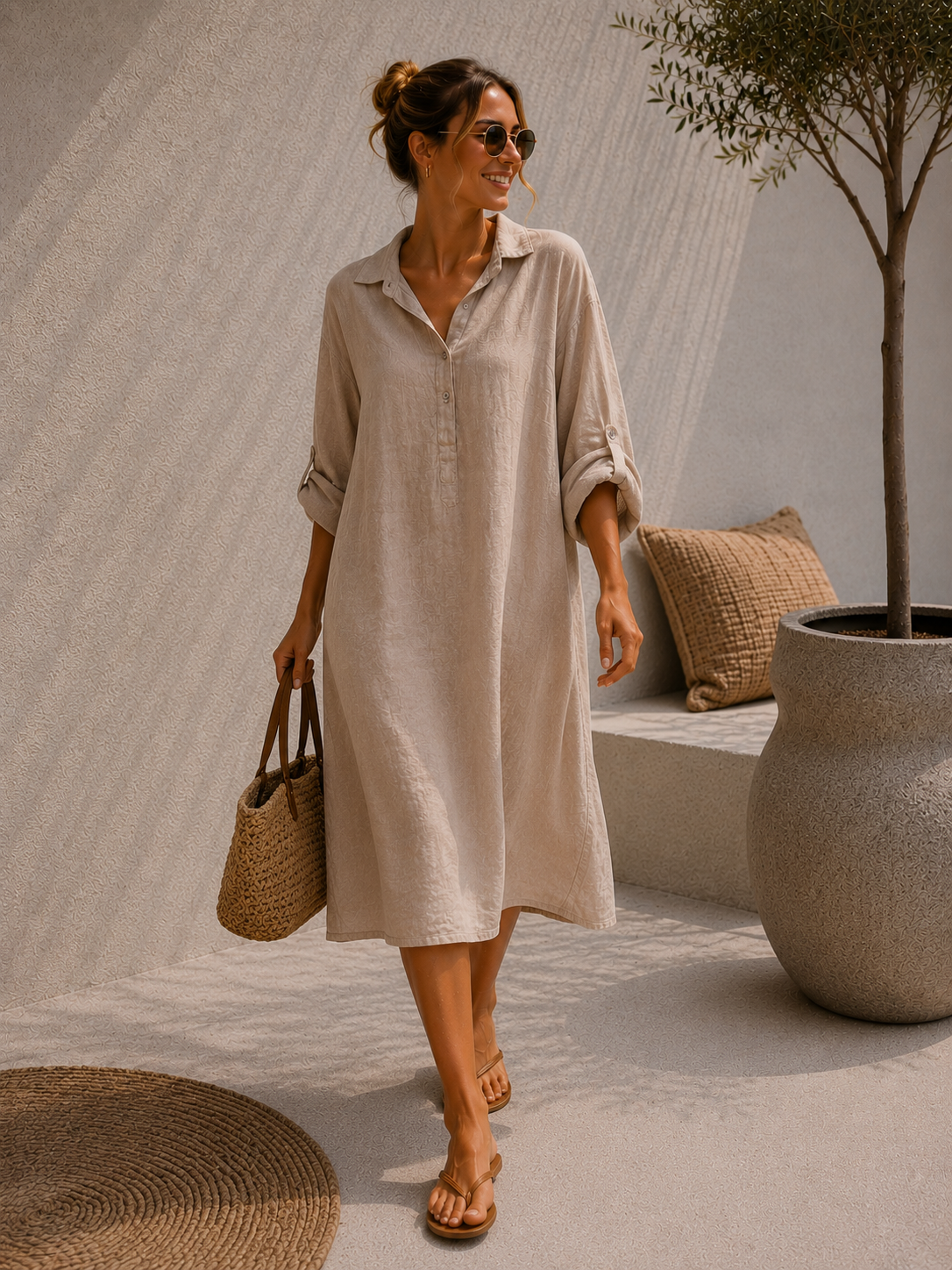 LINEN TUNIKA DRESS GEORGIA Made in Italy 34-42/44 Leinen Kleid Linendress