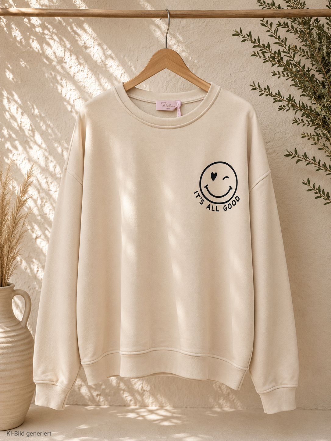 Sweatshirt „Happy Vibes NINA“ – Made in Italy