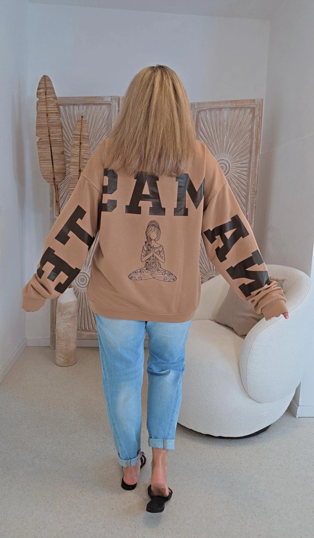 OVERSIZE SWEATER NAMASTE ALL DAMN DAY Made in Italy 34-40/42