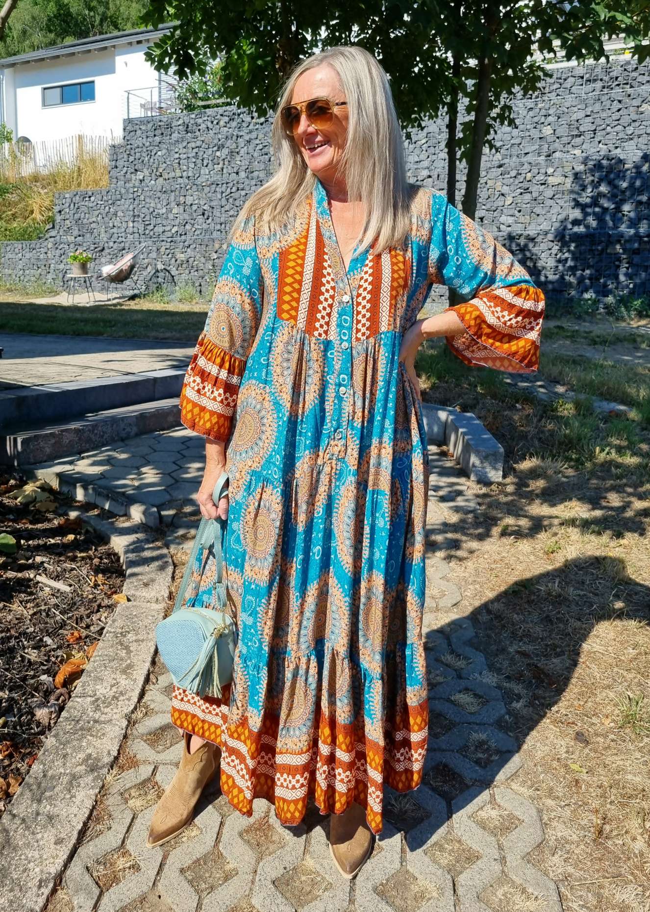 MAXI TUNIKA DRESS MICAELA TÜRKIS 34-42 Made in Italy langes Kleid Hängerchen Tunikakleid MAXI TUNIKA DRESS MICAELA TÜRKIS 34-42 Made in Italy langes Kleid Hängerchen Tunikakleid