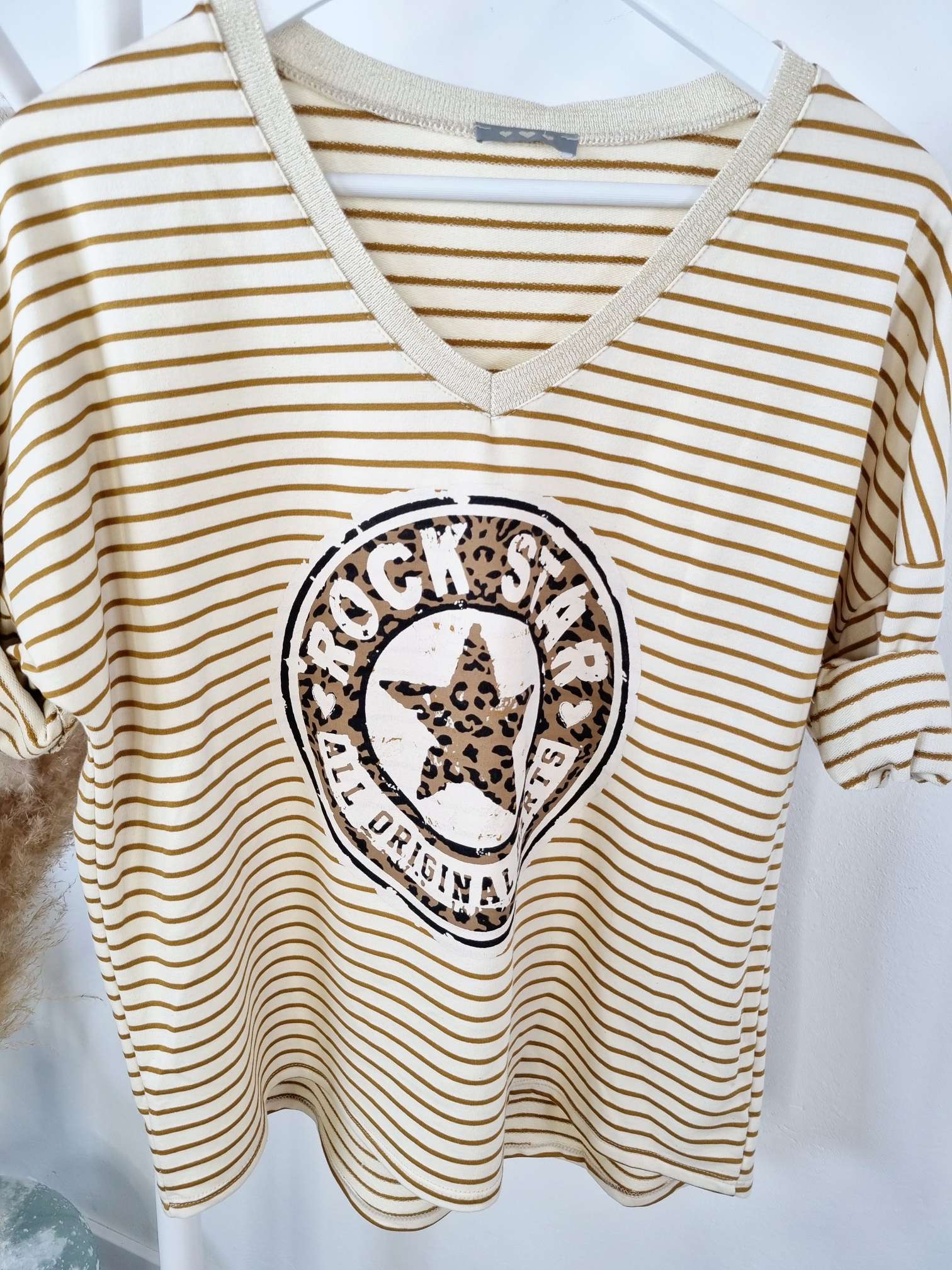 STRIPED LONGSLEEVE SHIRT LEO ROCKSTAR CAMEL 34-42 Made in Italy versch. Farben STRIPES STREIFEN STRIPED LONGSLEEVE SHIRT LEO ROCKSTAR CAMEL 34-42 Made in Italy versch. Farben STRIPES STREIFEN