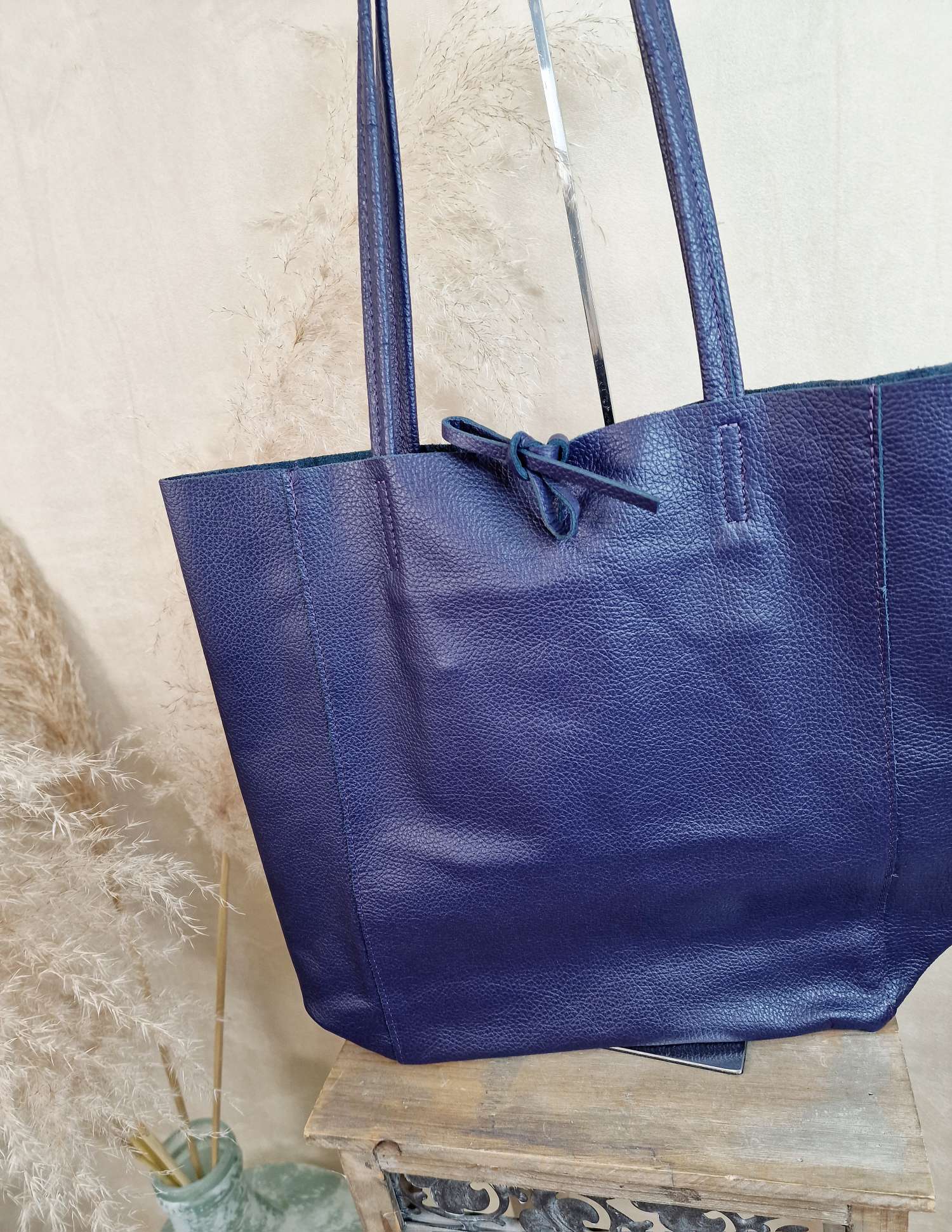 BASIC LEDER SHOPPER MARA AUBERGINE Made in Italy Ledertasche Tasche BASIC LEDER SHOPPER MARA AUBERGINE Made in Italy Ledertasche Tasche