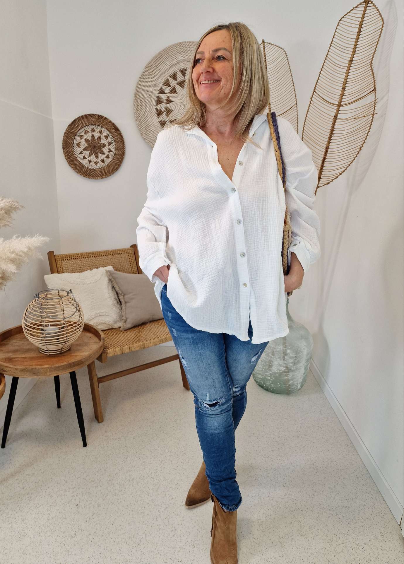 MUSSELIN OVERSIZE BLUSE KORFU WEISS 34-42 Made in Italy Longbluse Kleid Tunika Shirt Blusenjacke MUSSELIN OVERSIZE BLUSE KORFU WEISS 34-42 Made in Italy Longbluse Kleid Tunika Shirt Blusenjacke