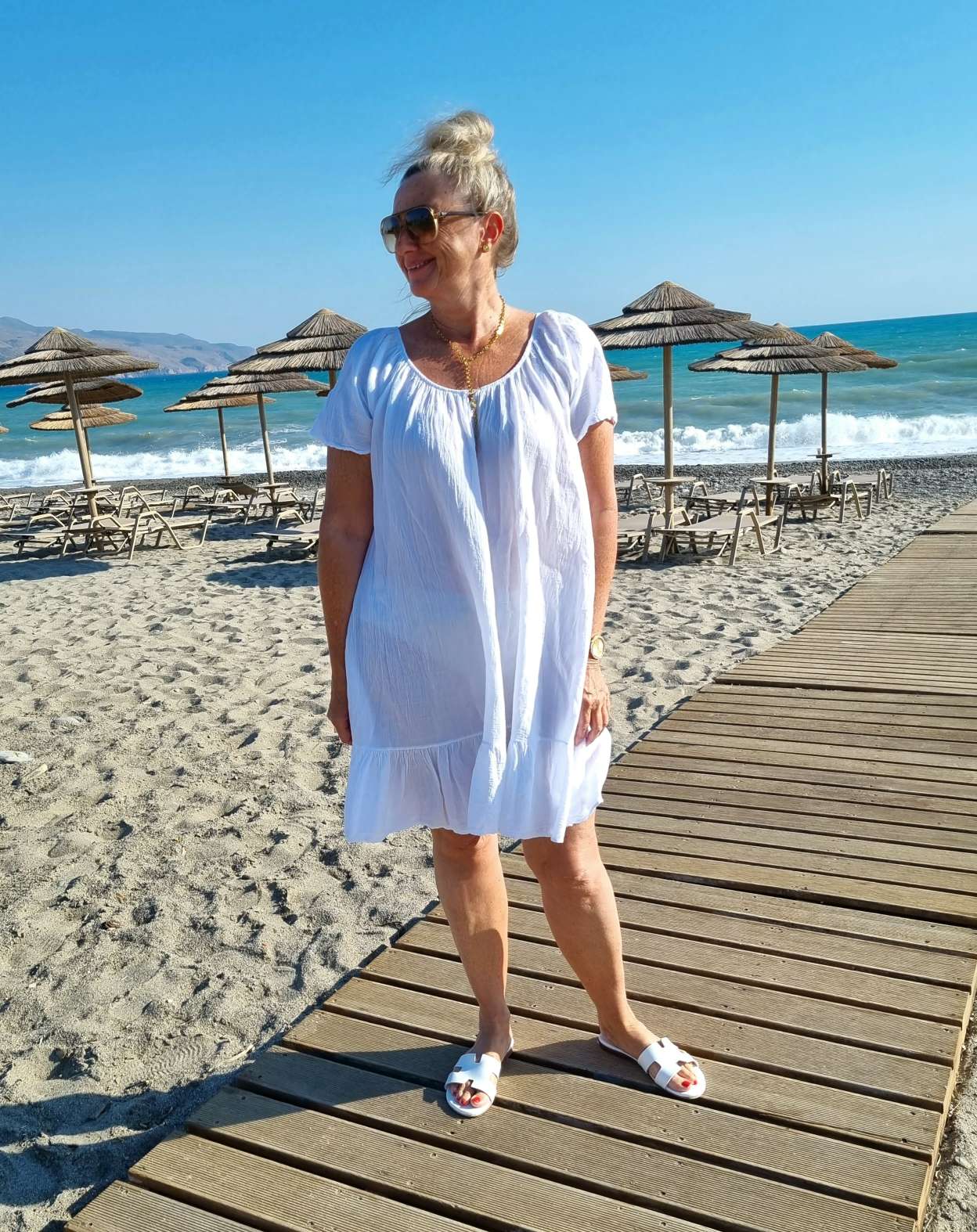 MIDI DRESS CAPRI WEISS 34-42 Made in Italy kurzesTunika Kleid Oversize Longbluse Sommerkleid MIDI DRESS CAPRI WEISS 34-42 Made in Italy kurzesTunika Kleid Oversize Longbluse Sommerkleid