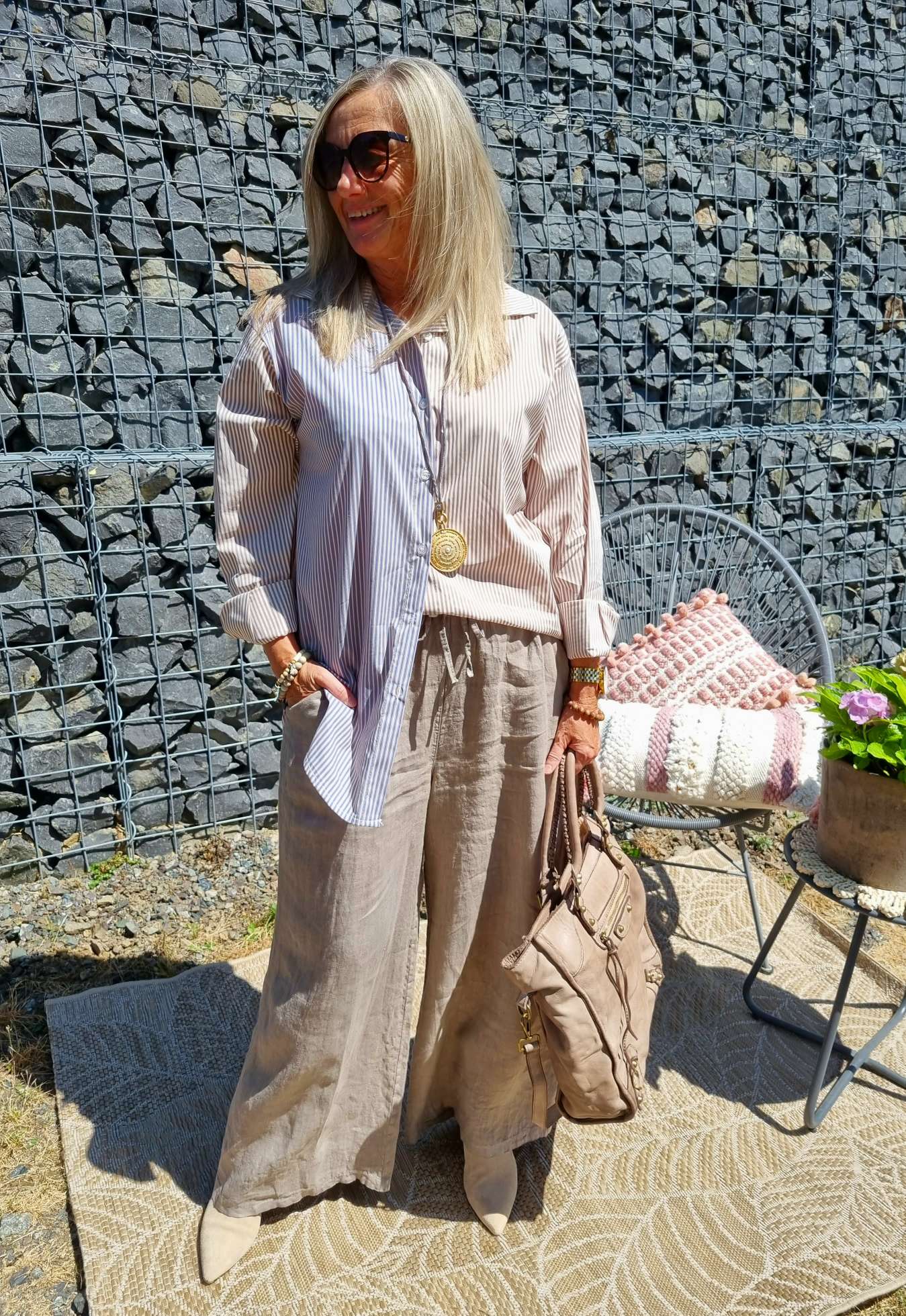 LINEN MARLENE PANT BRIGITTE TAUPE Pocket 34-42 Made in Italy weite Leinen Hose mit Taschen LINEN MARLENE PANT BRIGITTE TAUPE Pocket 34-42 Made in Italy weite Leinen Hose mit Taschen