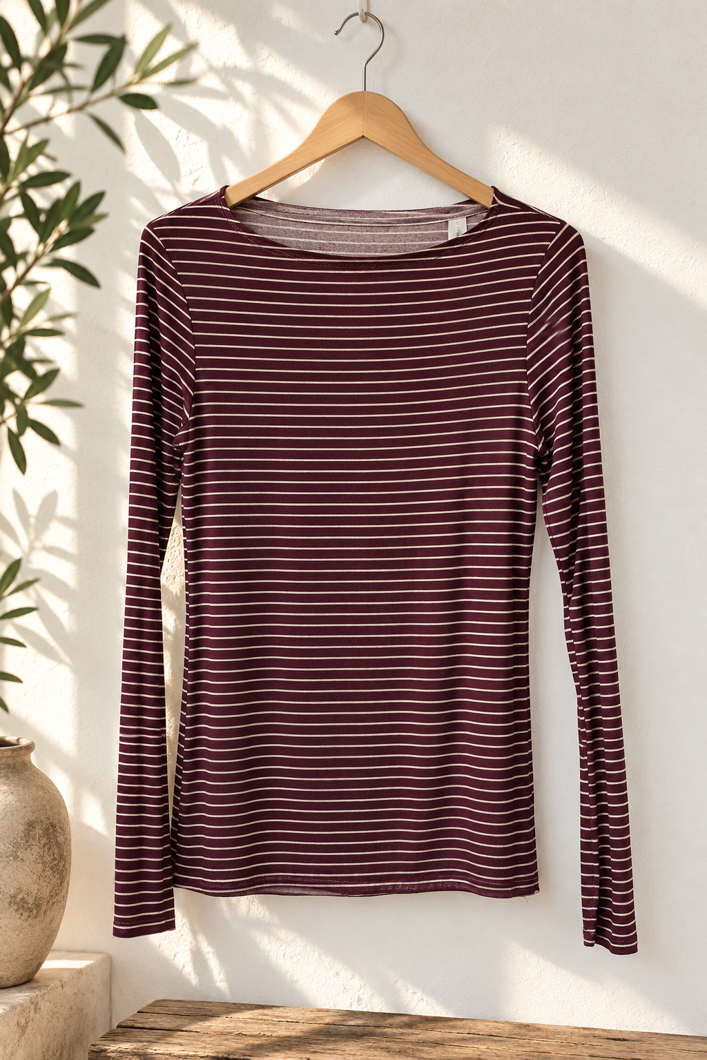 COMFY STRETCH LANGARMSHIRT STREIFEN Made in Italy Gr.  34- 40/42 LS0113 Cashmere