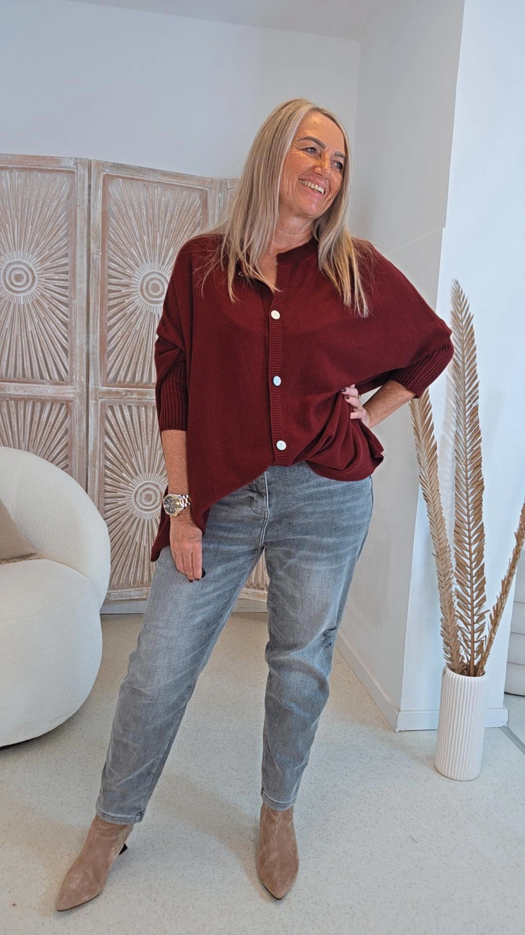 LÄSSIGER STRICK-CARDIGAN FRANZI UNI 34-48 Made in Italy