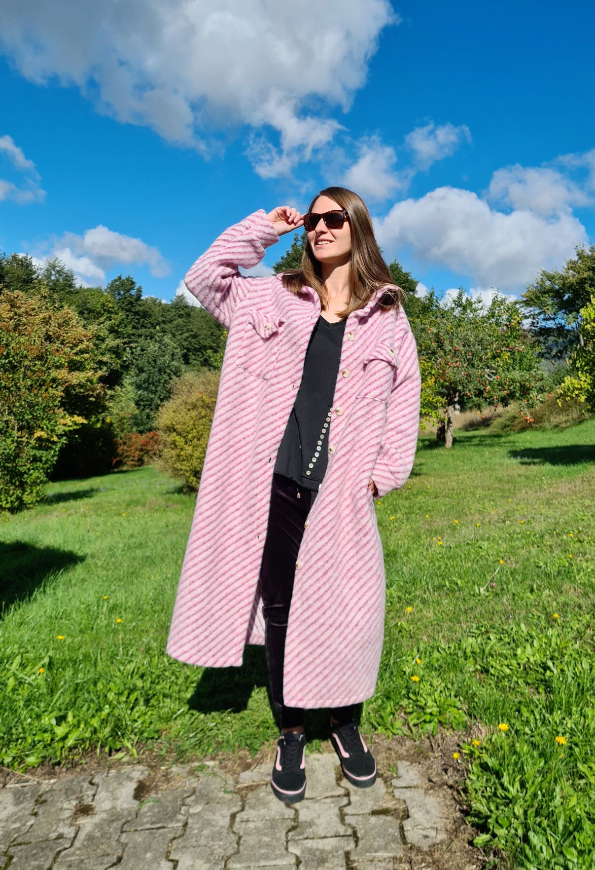 WOLL MANTEL PIA STRIPES BEERE 36-42 Made in Italy Winter Jacke Fleece Mantel COAT WOLL MANTEL PIA STRIPES BEERE 36-42 Made in Italy Winter Jacke Fleece Mantel COAT