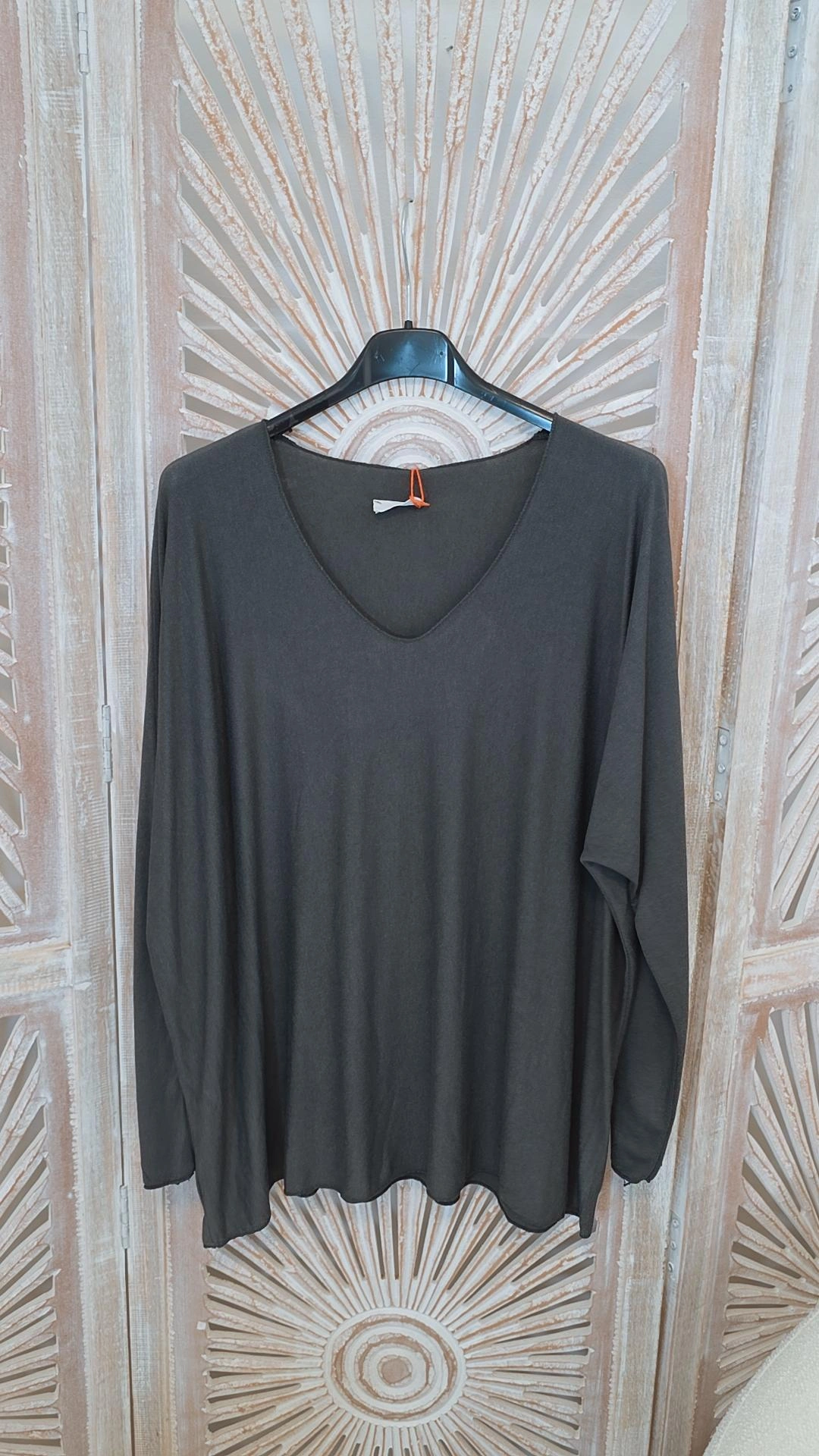 BASIC LONGSLEEVE SHIRT EDITH V-Ausschnitt 34-44 Made in Italy 