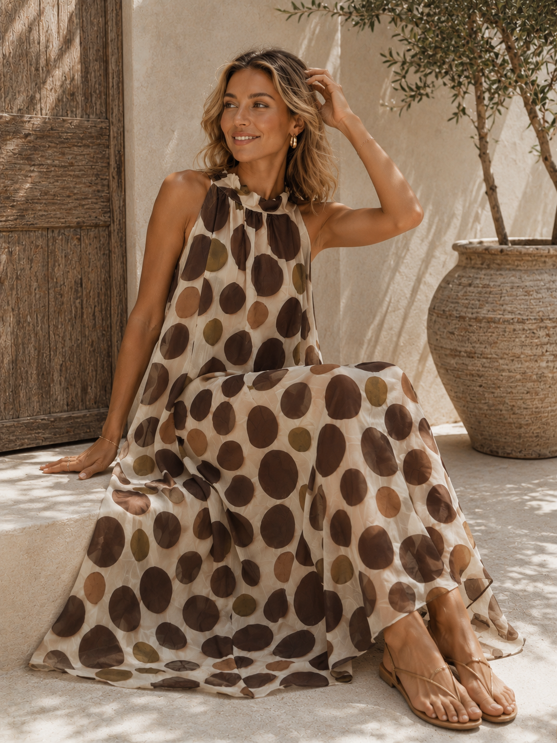 Polka Dots Kleid Zakynthos – Made in Italy | Passend bis zu einer guten Größe 42