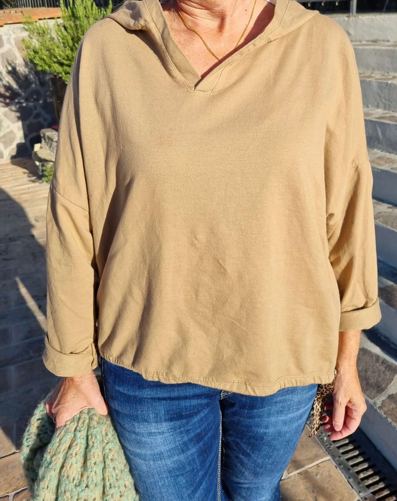HOODIE NAOMI CAMEL Sweater Kapuze Made in Italy 34-42 Longsleeve Pullover LEO Leopard HOODIE NAOMI CAMEL Sweater Kapuze Made in Italy 34-42 Longsleeve Pullover LEO Leopard