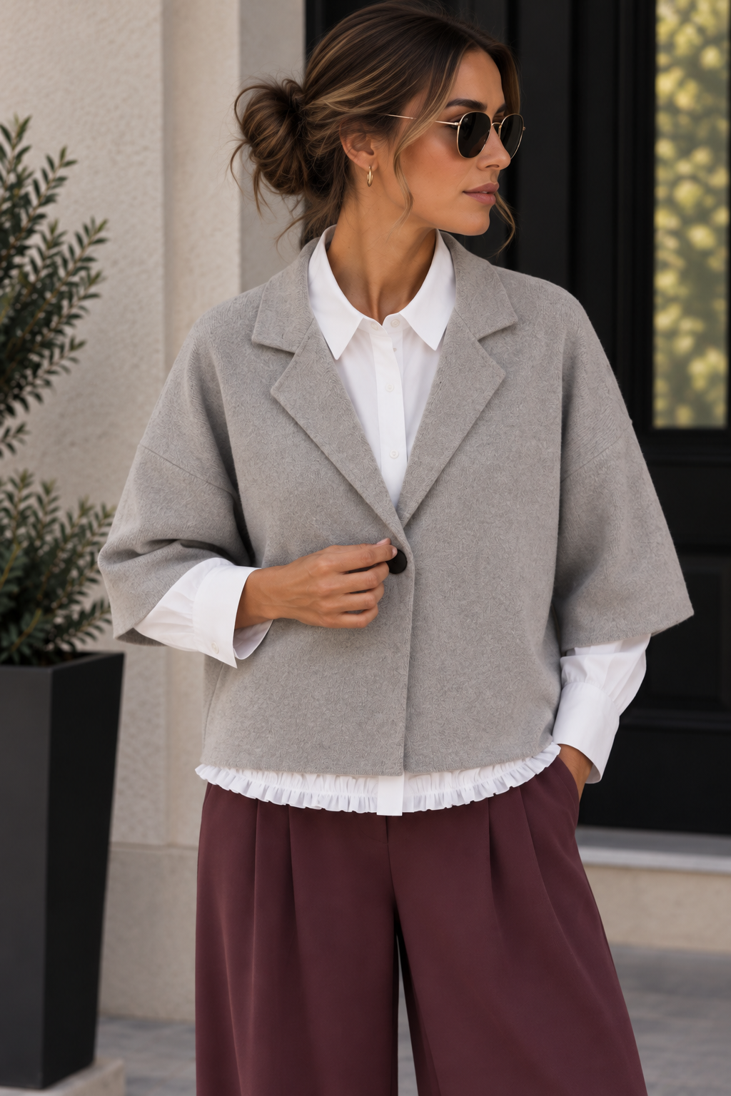 Kurzarm Strickblazer Uni I S0055 I 34-44