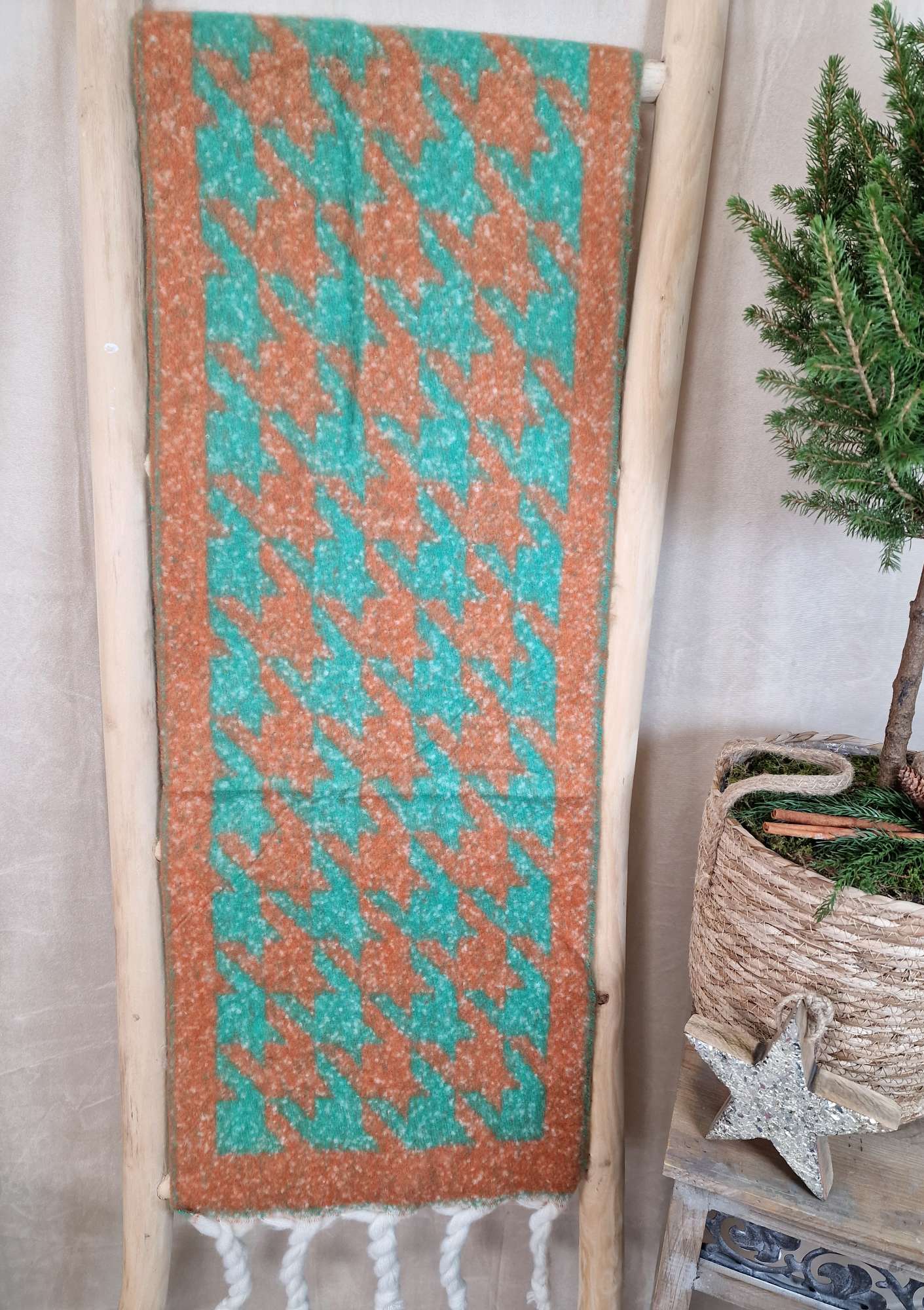 SCHAL SCARF KATHA GRÜN HAHNENTRITT Italy Design Halstuch
