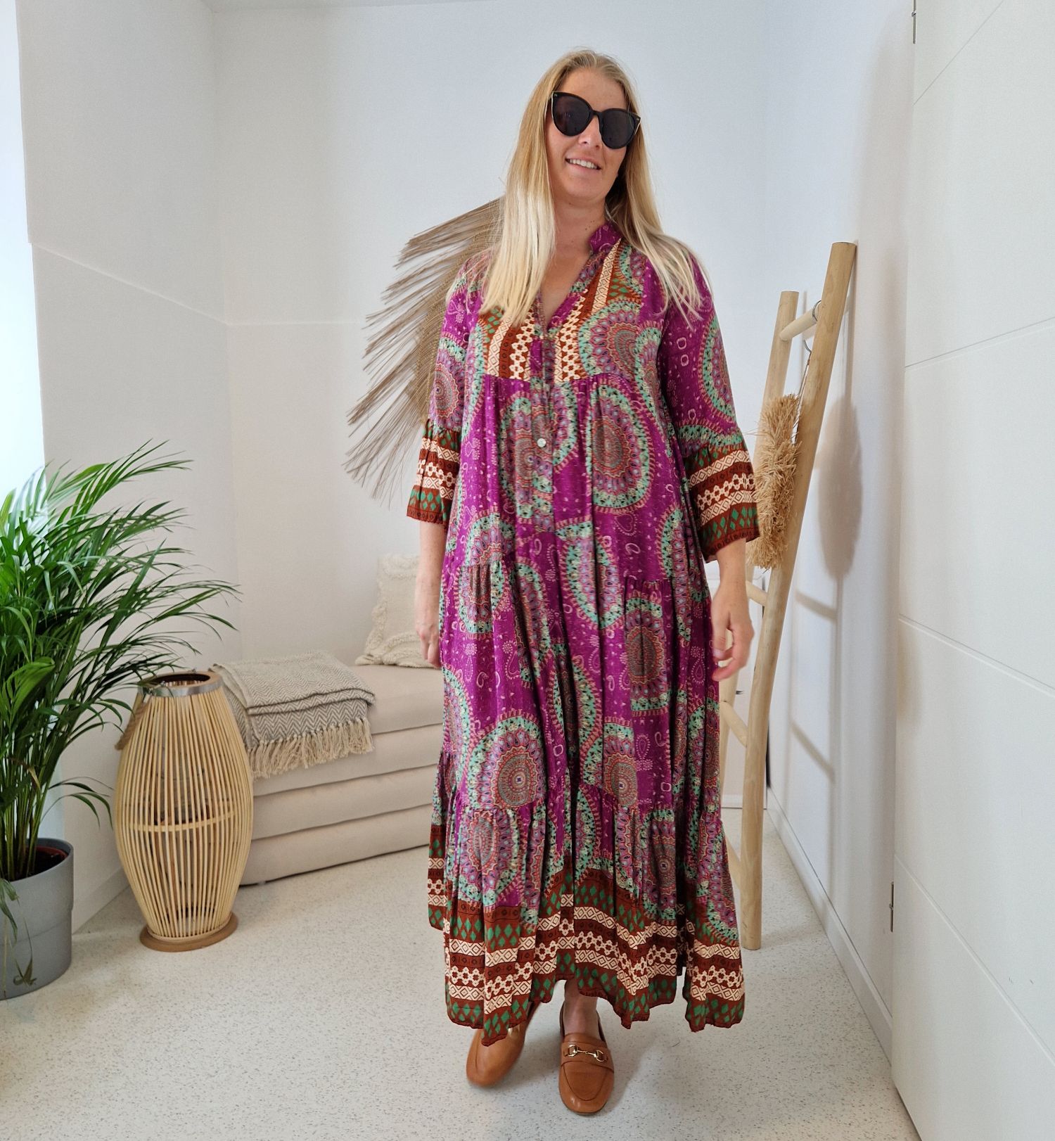 MAXI TUNIKA DRESS MICAELA PINK 34-42 Made in Italy langes Kleid Hängerchen Tunikakleid MAXI TUNIKA DRESS MICAELA PINK 34-42 Made in Italy langes Kleid Hängerchen Tunikakleid