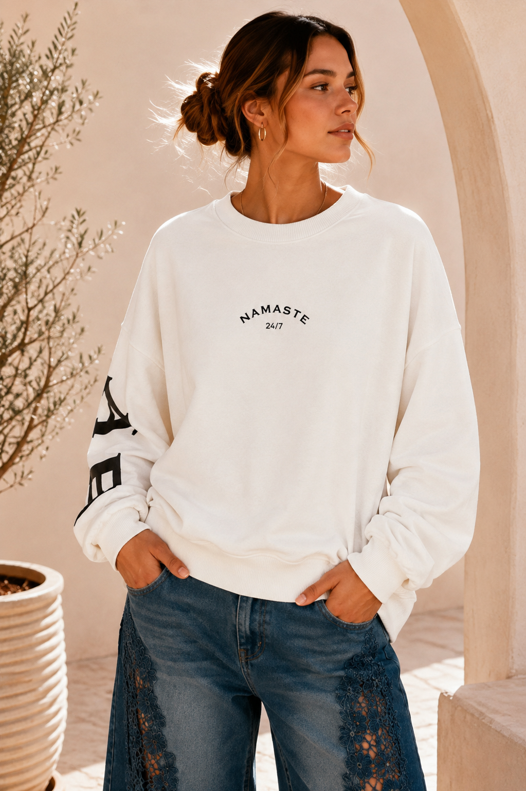 Sweatshirt „Namaste 24/7 Uni“ – Made in Italy | One Size bis ca. Gr. 42