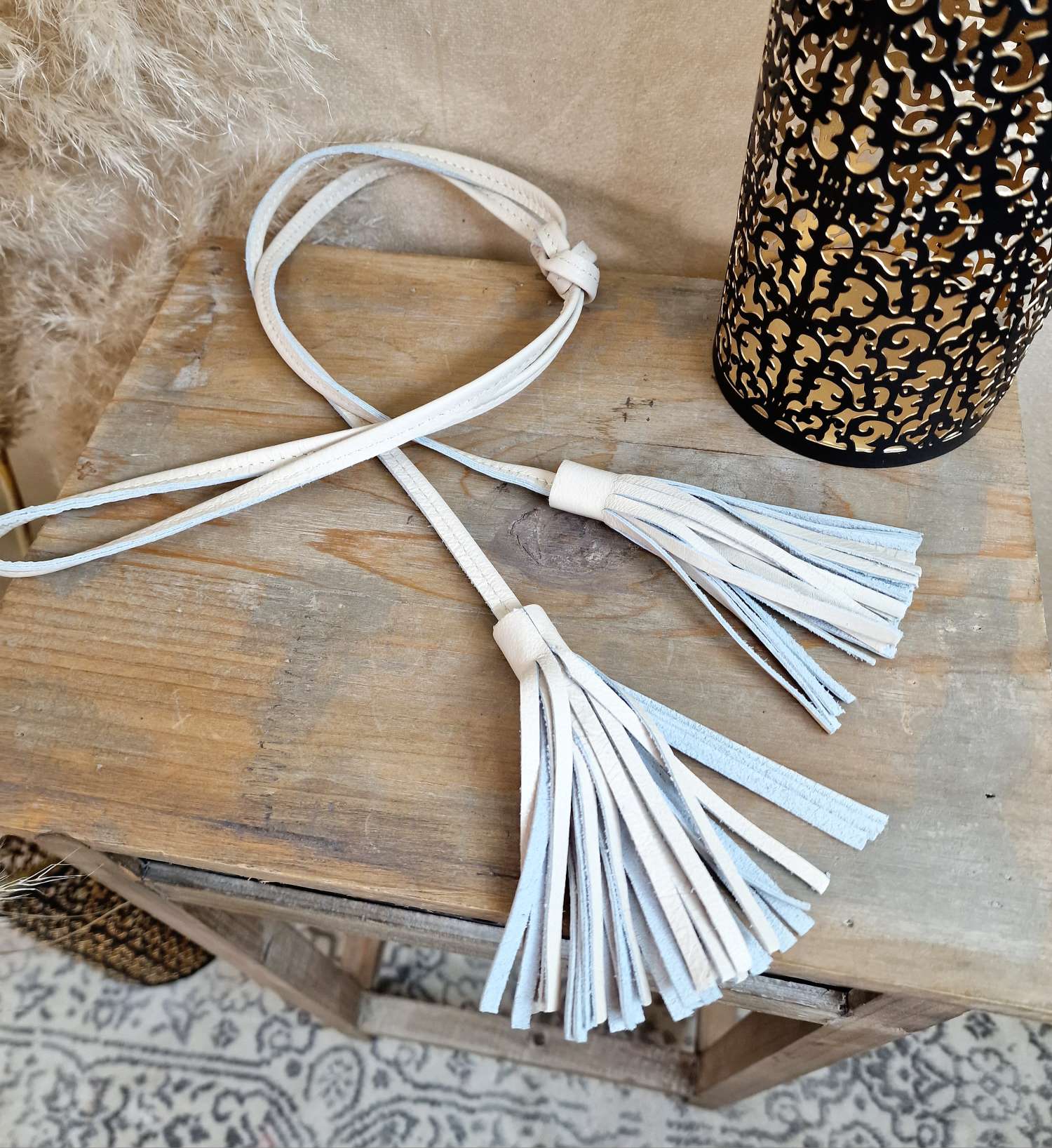 BELT BINDE GÜRTEL NERO CREME Made in Italy dünner Leder Taillengürtel Quaste BELT BINDE GÜRTEL NERO CREME Made in Italy dünner Leder Taillengürtel Quaste