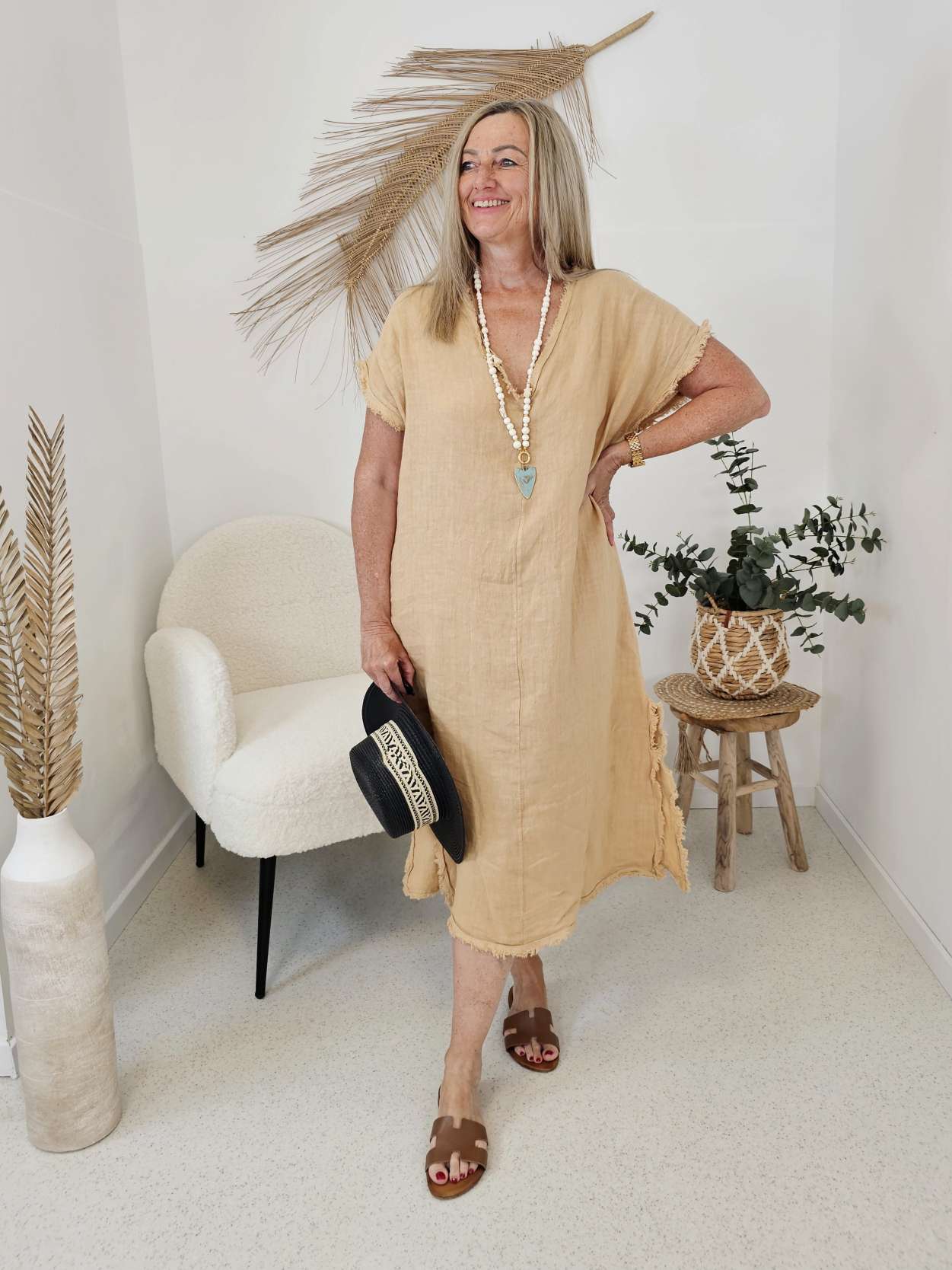 LINEN TUNIKA DRESS JANNIS 34-42 Made in Italy Leinen Kleid Leinenkleid Linendress