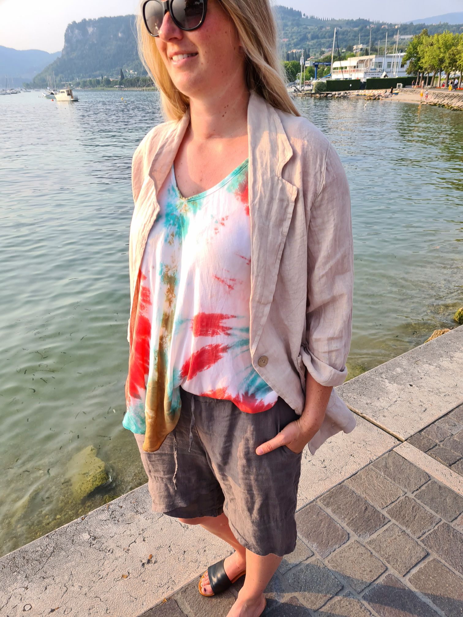 OVERSIZE LINEN BASIC BLAZER RIVA BEIGE - Made in Italy Jacke Sakko Jacket LEINEN OVERSIZE LINEN BASIC BLAZER RIVA BEIGE - Made in Italy Jacke Sakko Jacket LEINEN