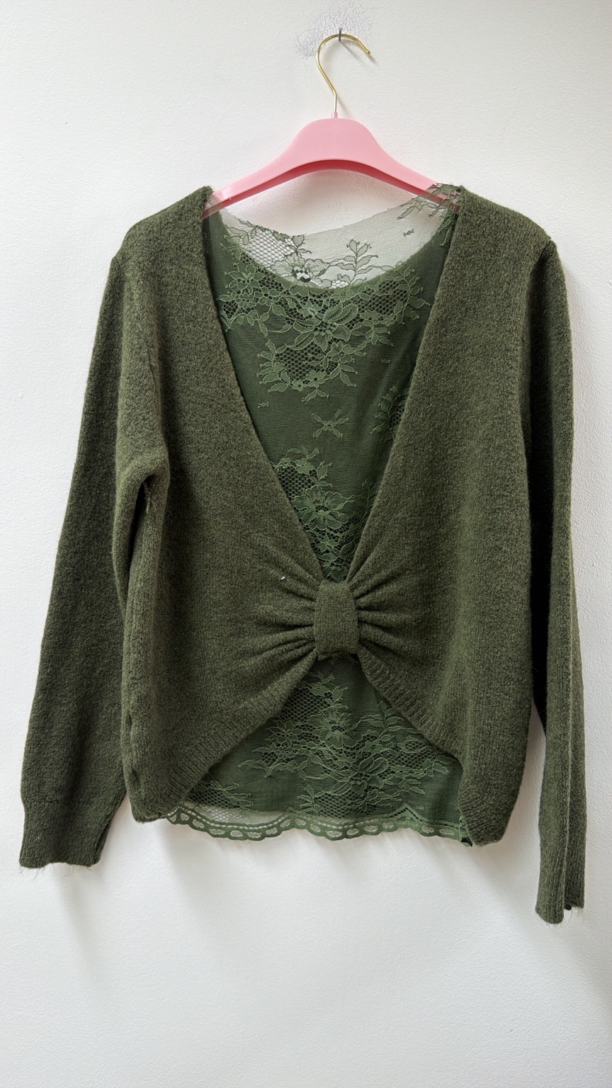 Strickpullover mit Spitzenrücken I SP0150 I Made in Italy 34-42/44