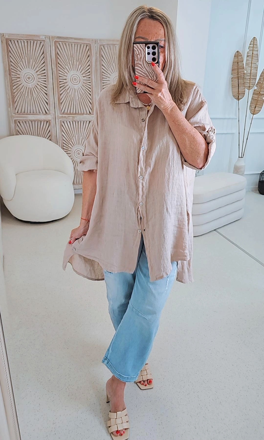 LINEN BLOUSE RICARDA UNI Made in Italy 34-44/46 Leinen Bluse
