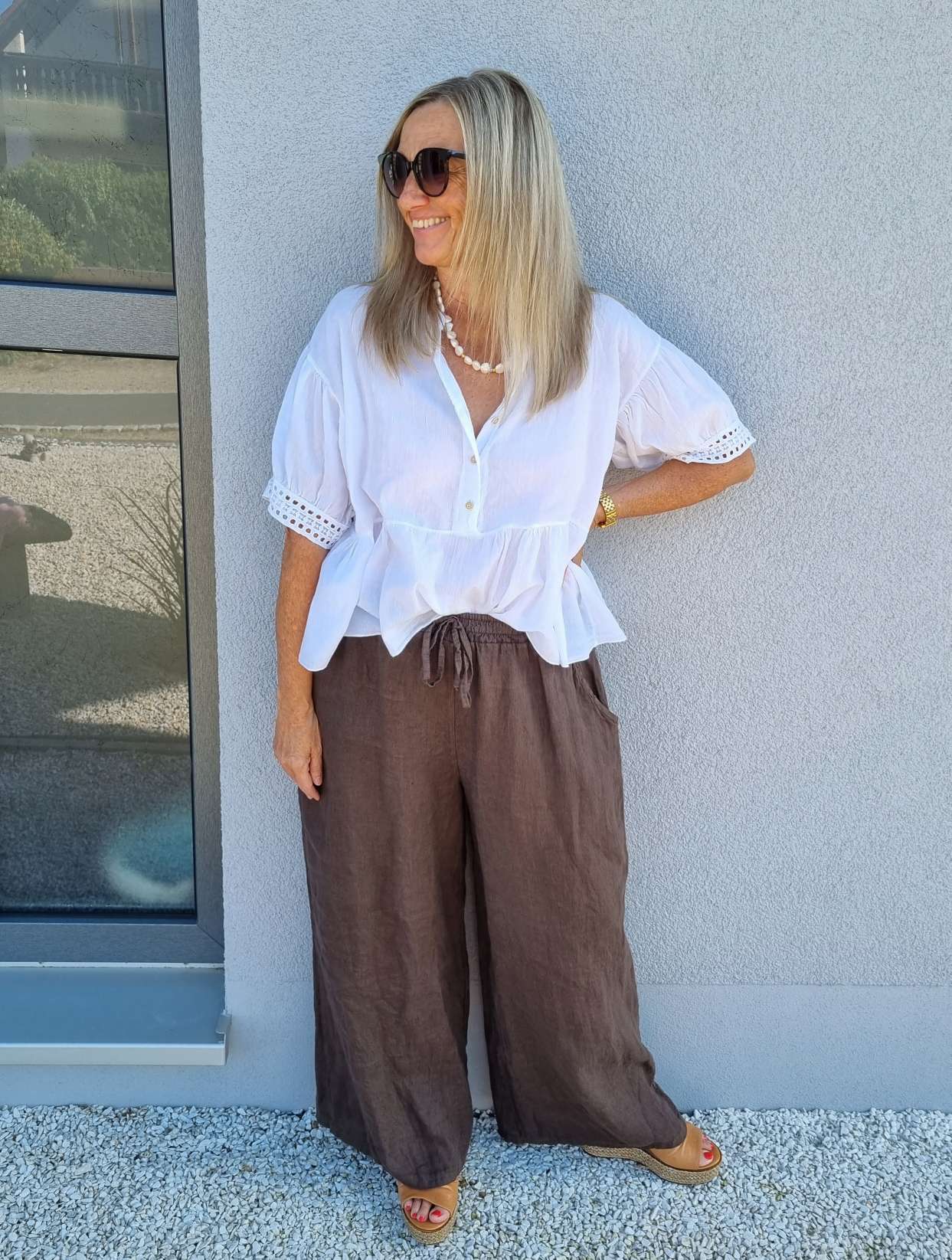 LINEN MARLENE PANT BRIGITTE BRAUN Pocket 34-42 Made in Italy weite Leinen Hose mit Taschen LINEN MARLENE PANT BRIGITTE BRAUN Pocket 34-42 Made in Italy weite Leinen Hose mit Taschen