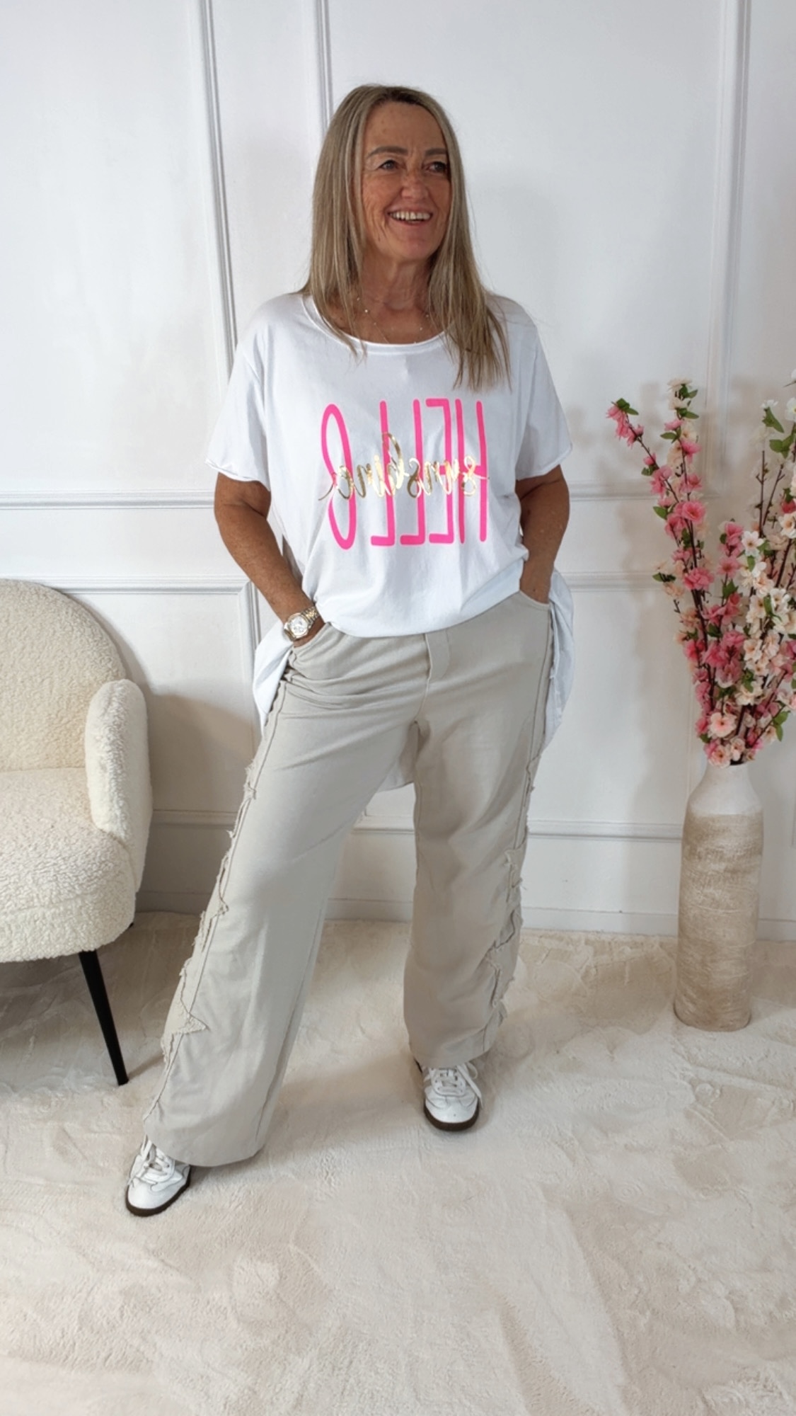 Vokuhila T-Shirt Liorabella Hello Sunshine Made in Itlay 34-44/46