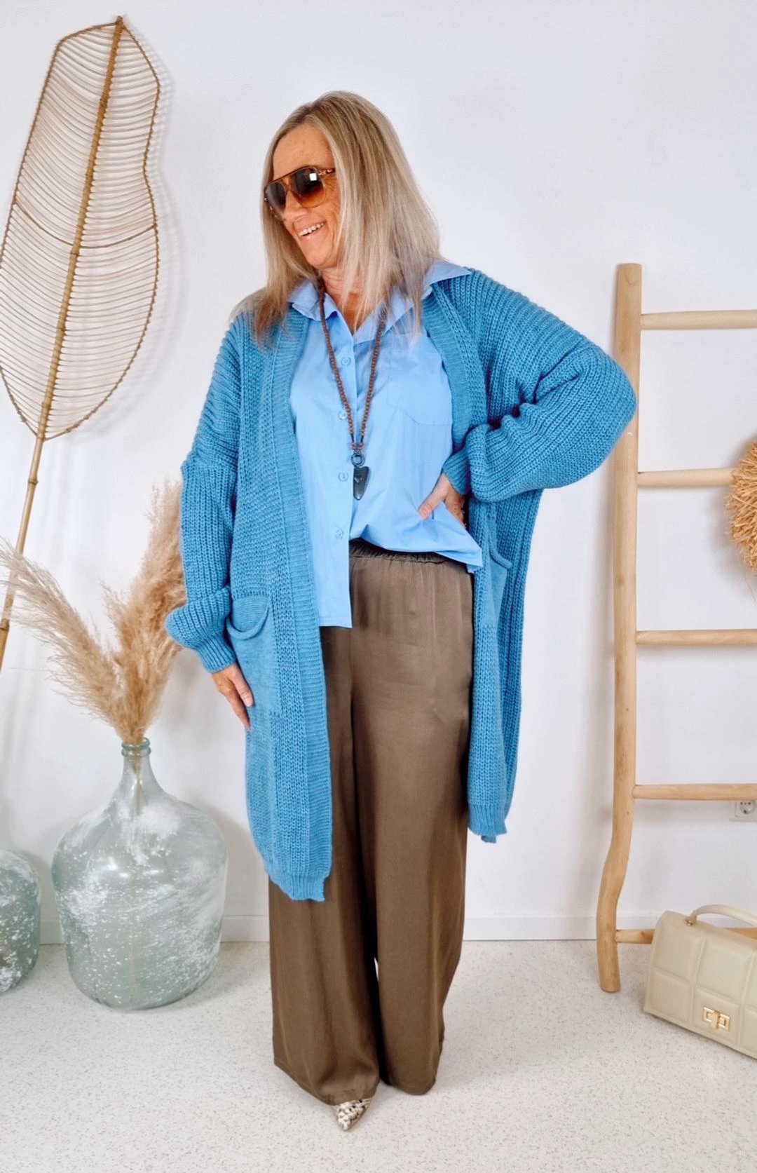 KNIT CARDIGAN RONJA BLAU 34-42 Made in Italy Strickjacke Strickmantel Mantel KNIT CARDIGAN RONJA BLAU 34-42 Made in Italy Strickjacke Strickmantel Mantel
