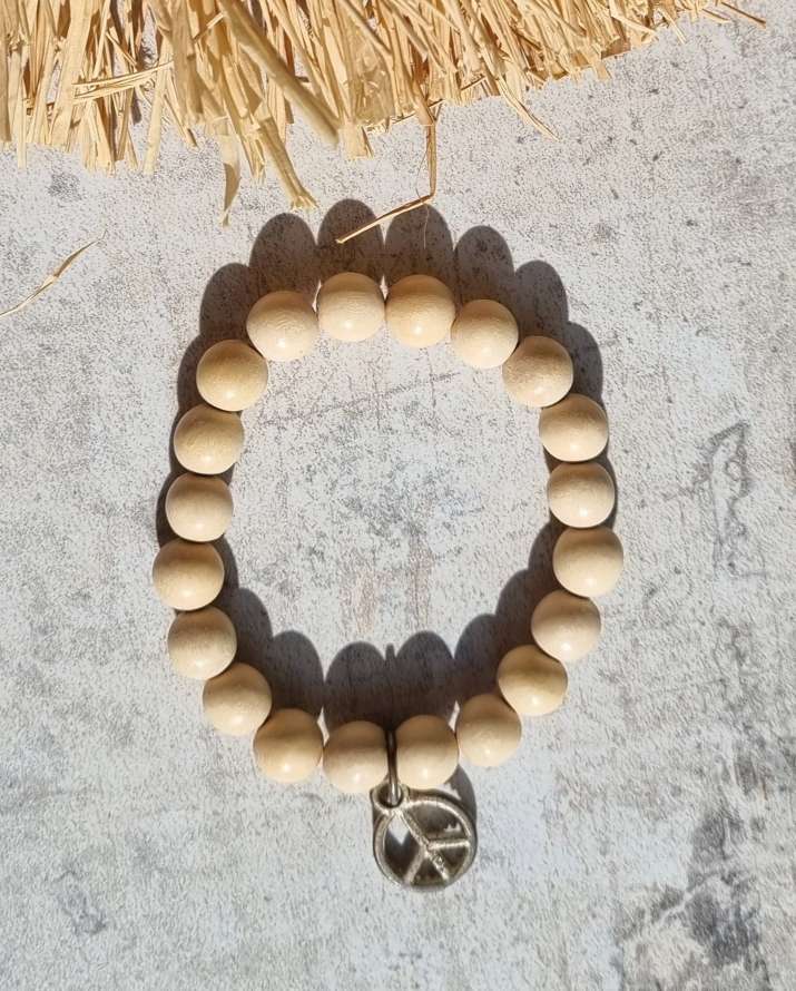 BRACELET CREME PEACE EsTrenc City Armband Sandy Sahara Akazienholz Perlen BRACELET CREME PEACE EsTrenc City Armband Sandy Sahara Akazienholz Perlen