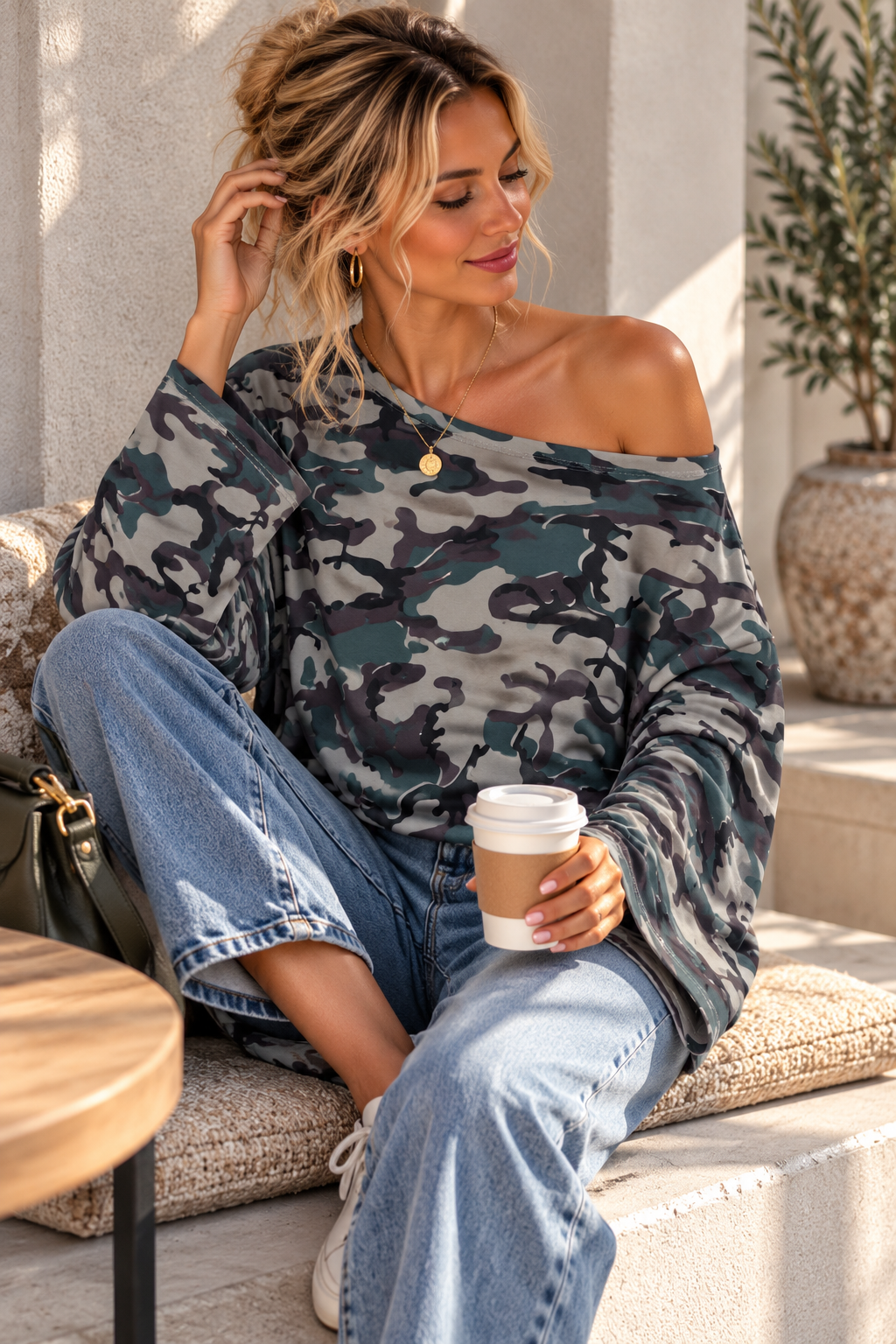 LONGSLEEVE CAMOUFLAGE Made in Italy Gr. 36 - 46 LS0108 Sweater