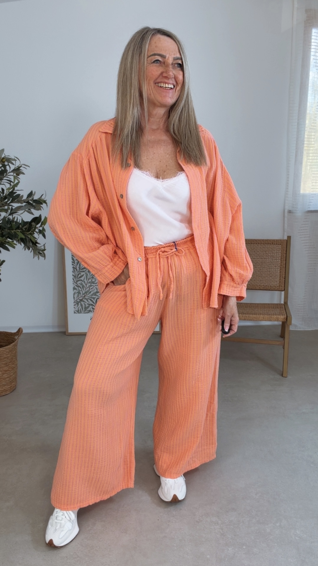 MUSSELIN HOSE UBERTA GESTREIFT  Made in Italy 34-42 Marlene Pants