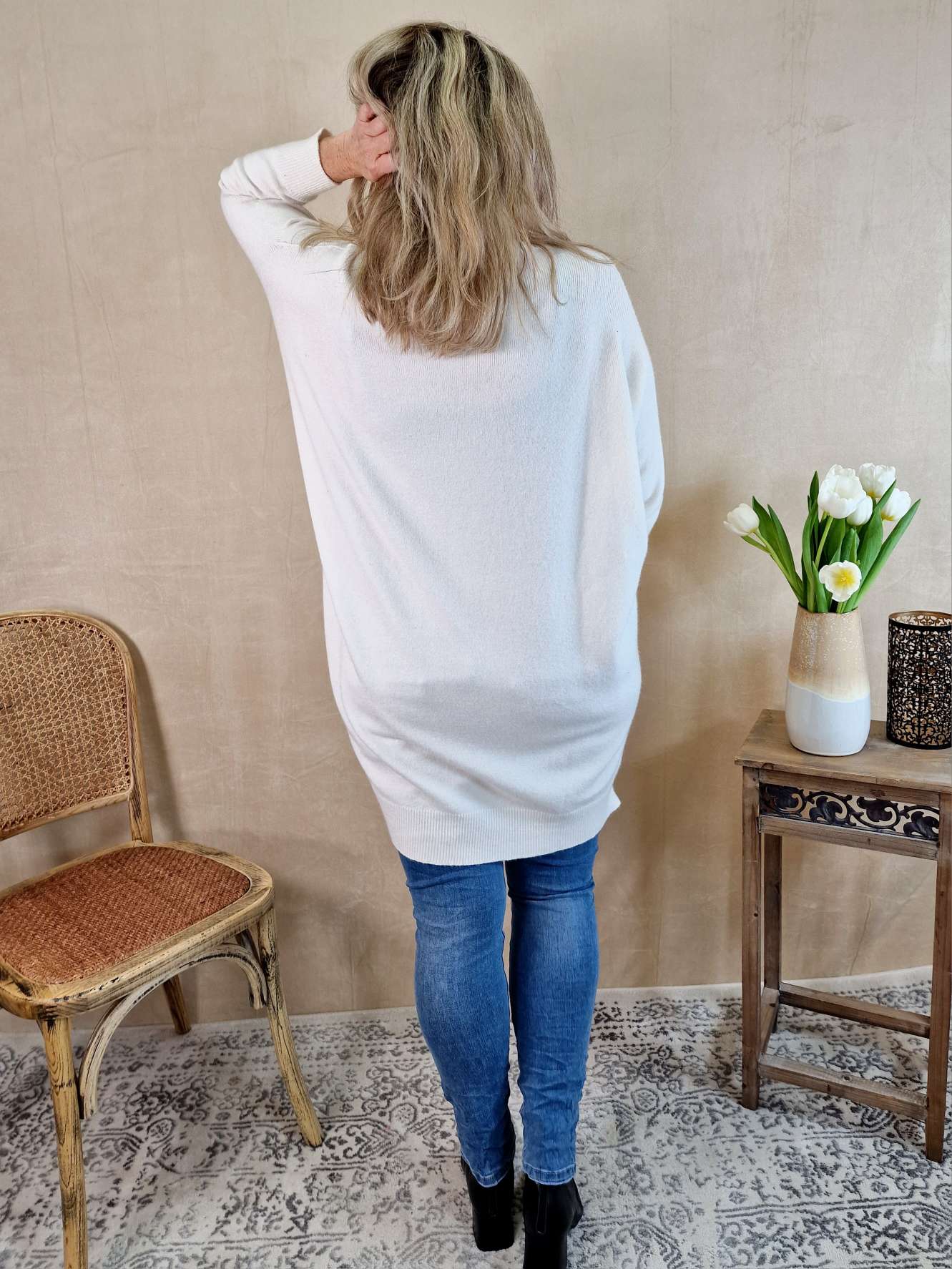 LIGHT KNIT DRESS EMILIA CREME 34-42 Made in Italy Strick Kleid Long Pullover LIGHT KNIT DRESS EMILIA CREME 34-42 Made in Italy Strick Kleid Long Pullover