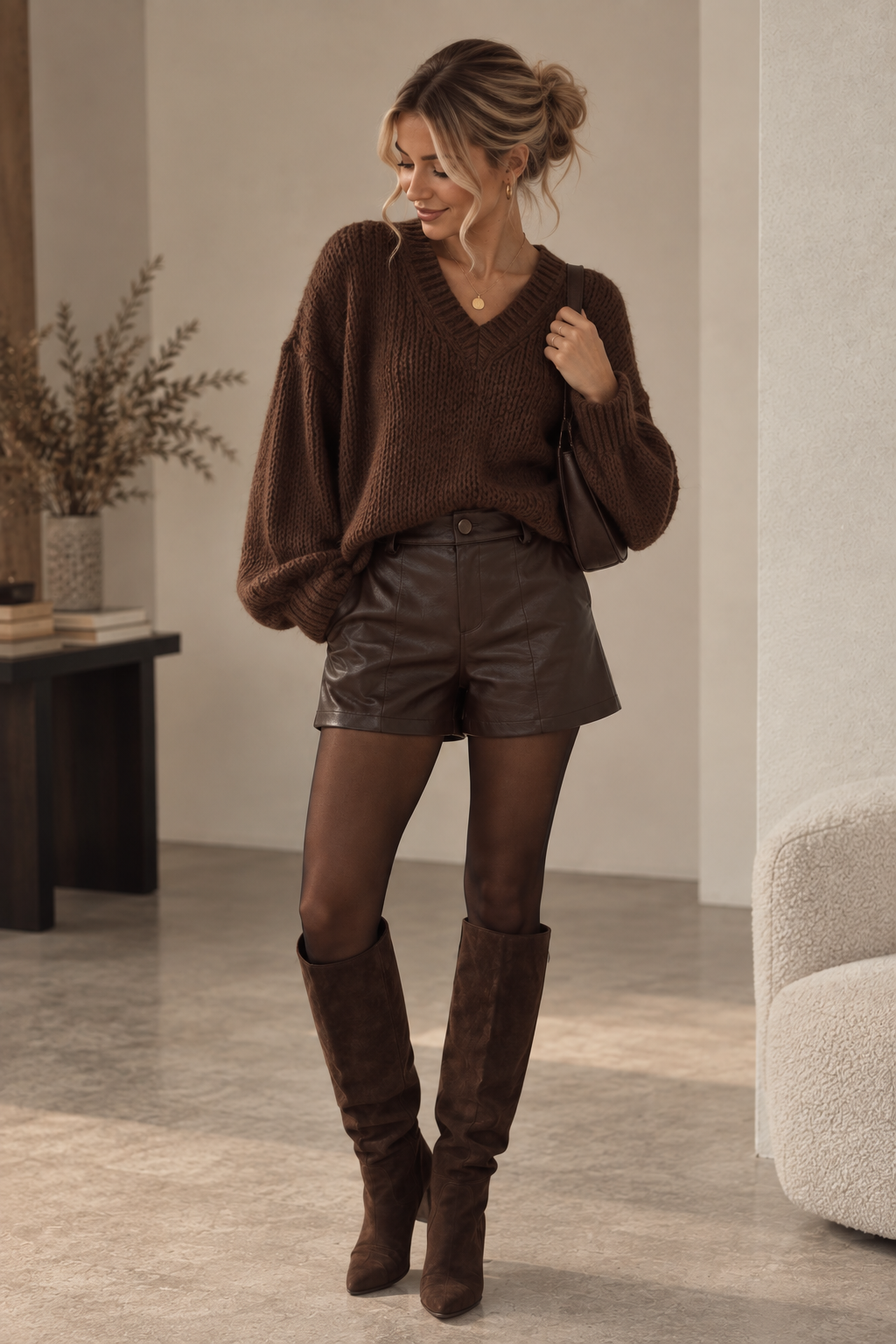Kuscheliger Strickpullover SP0121 mit V-Ausschnitt – passt bis gute Gr. 42 Made in Italy