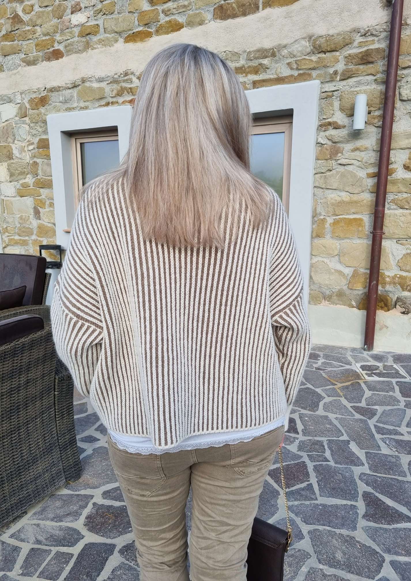 KNIT SWEATER MEGAN STRIPES BRAUN Strickpullover Pullover 34-40/42 Made in Italy versch. Farben KNIT SWEATER MEGAN STRIPES BRAUN Strickpullover Pullover 34-40/42 Made in Italy versch. Farben