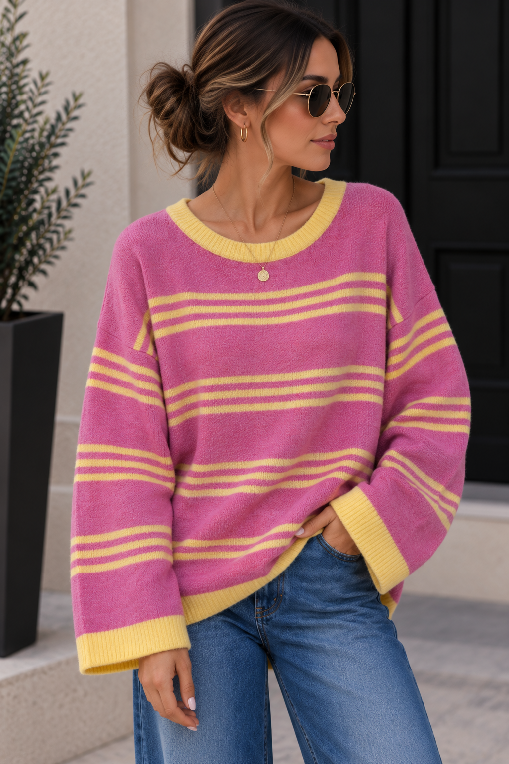 Pullover Kuschelig mit Streifen I SP0075 I Made in Italy 34-42/44