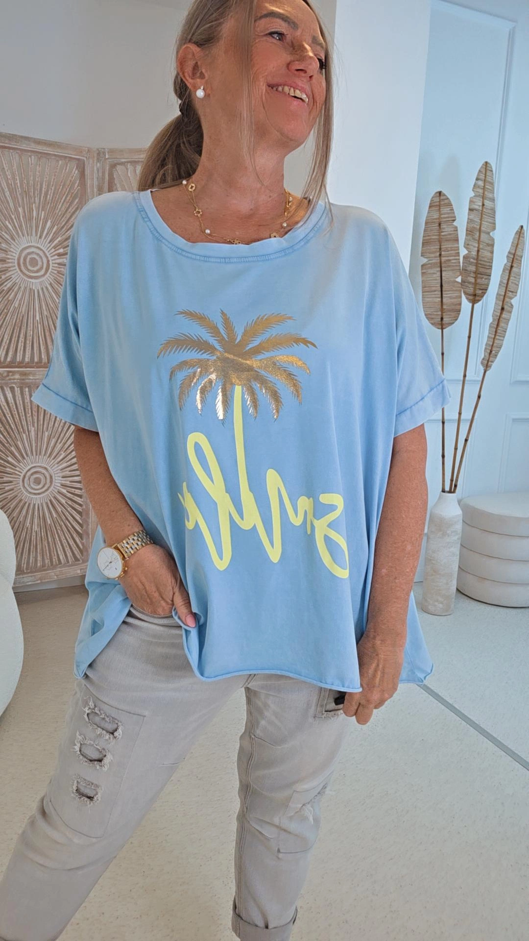  OVERSIZE T-SHIRT INES VOKUHILA PALME Made in ITALY Gr. 36 - 44/46