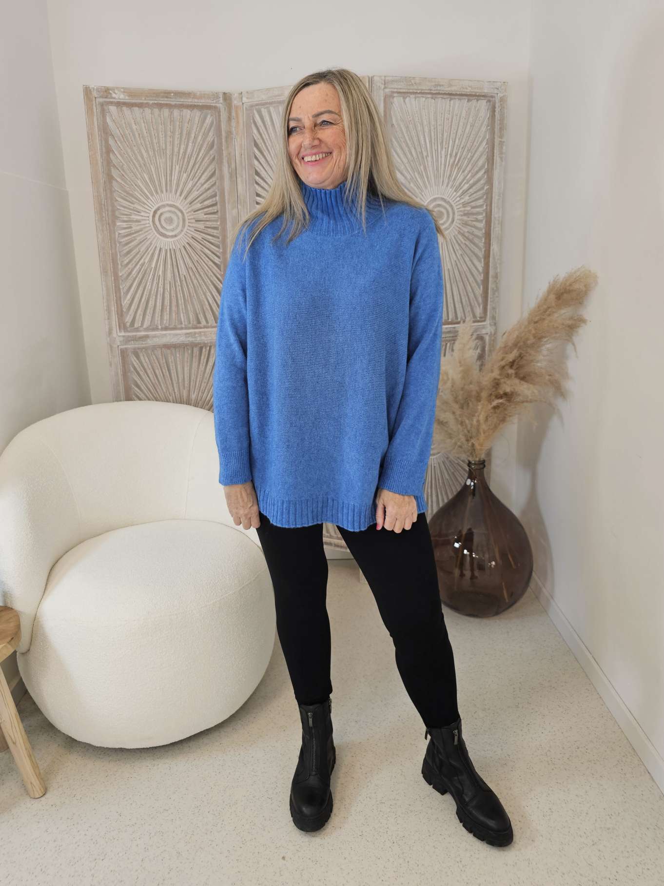 LIGHT KNIT SWEATER ALISON Stehkragen Oversize 34- 42 Made in Italy Pullover LIGHT KNIT SWEATER ALISON Stehkragen Oversize 34- 42 Made in Italy Pullover