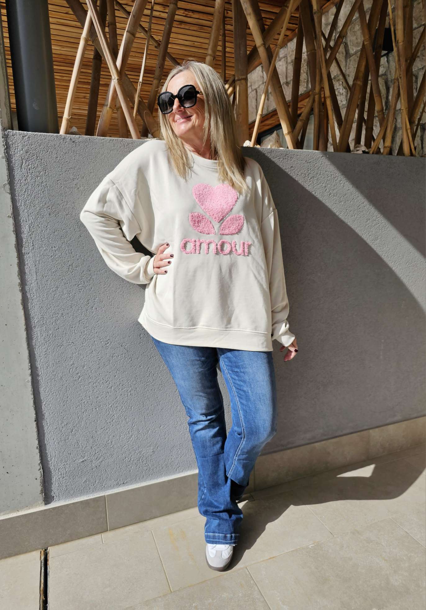 BASIC SWEATER AMOUR geflockt Made in Italy 34 - 42 BASIC SWEATER AMOUR geflockt Made in Italy 34 - 42