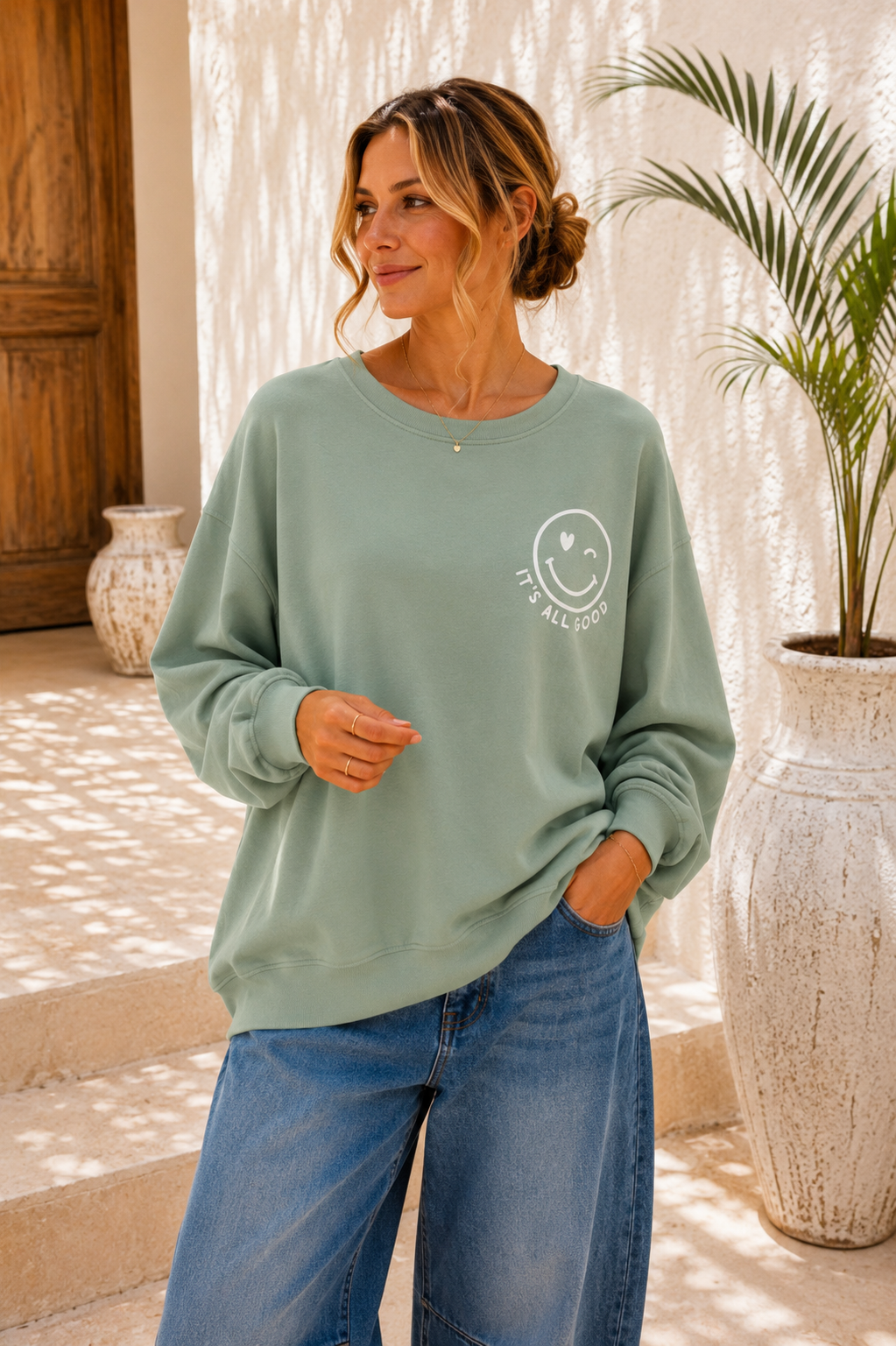 Sweatshirt „Happy Vibes NINA“ – Made in Italy