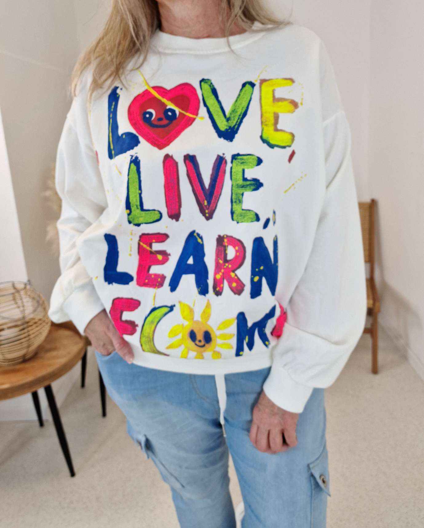 SWEATER BECOME NEON WEISS 34-42 Made in Italy Oversize Pullover Sweatshirt SWEATER BECOME NEON WEISS 34-42 Made in Italy Oversize Pullover Sweatshirt