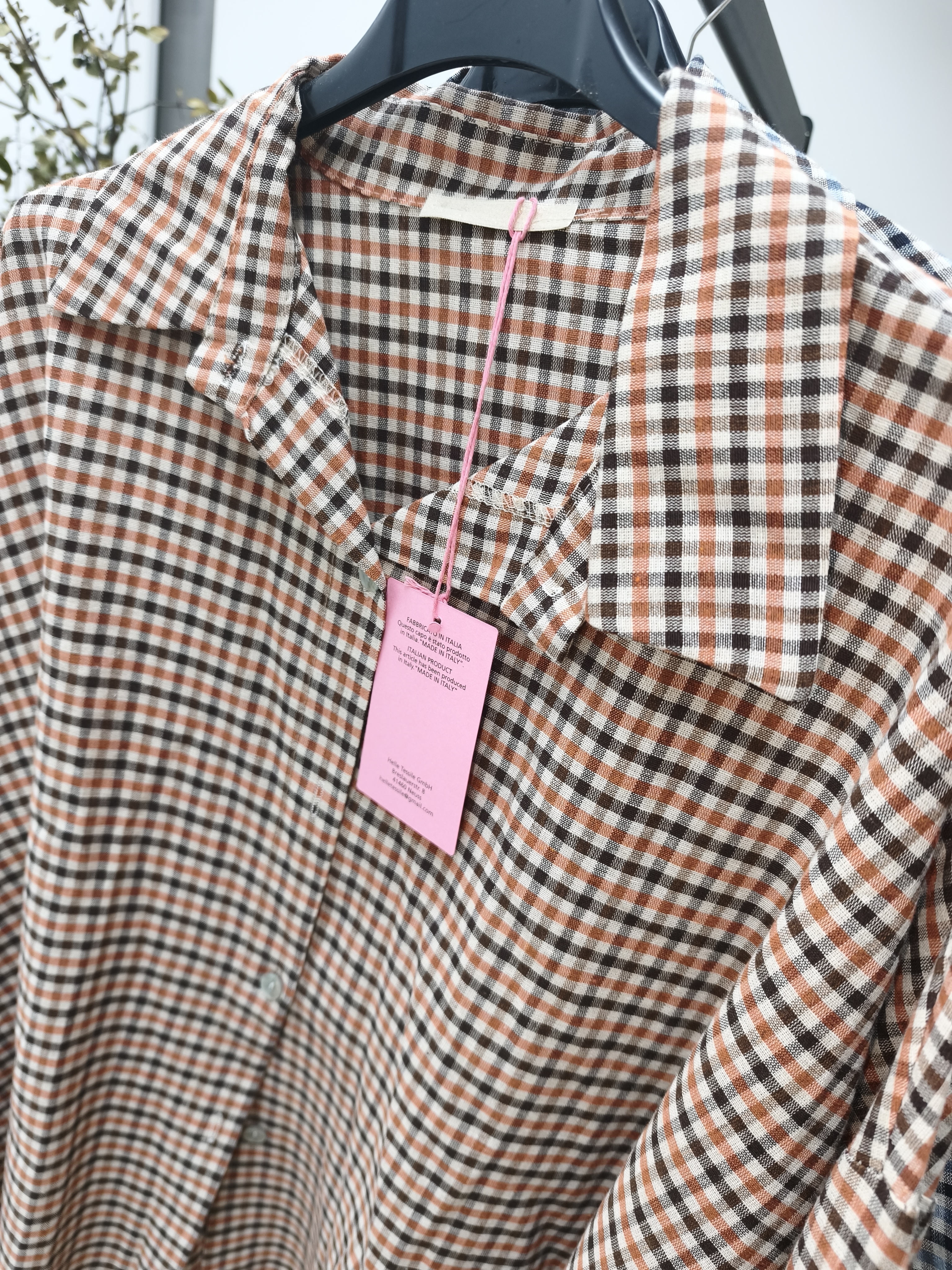 Karo-Bluse – lässiger Oversize-Look I BL0134 I 34-42 I Made in Italy