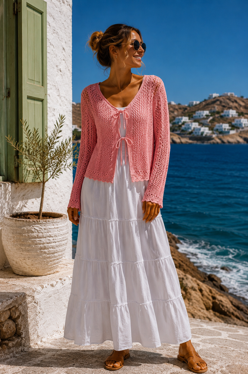 Strickjacke Malia Häkelmuster Uni Made in Italy 34-40/42
