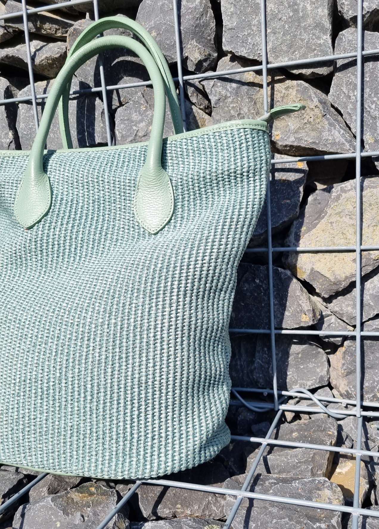 BAST SHOPPER ARIA MINT Leder Tasche Shopping Bag Umhängetasche Made in Italy BAST SHOPPER ARIA MINT Leder Tasche Shopping Bag Umhängetasche Made in Italy