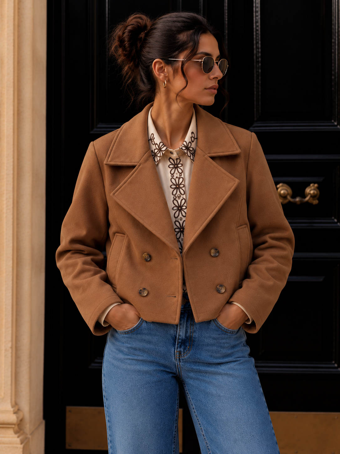 Jacke Veloursleder-Optik CAMEL I J0041 I Made in Italy 34-42