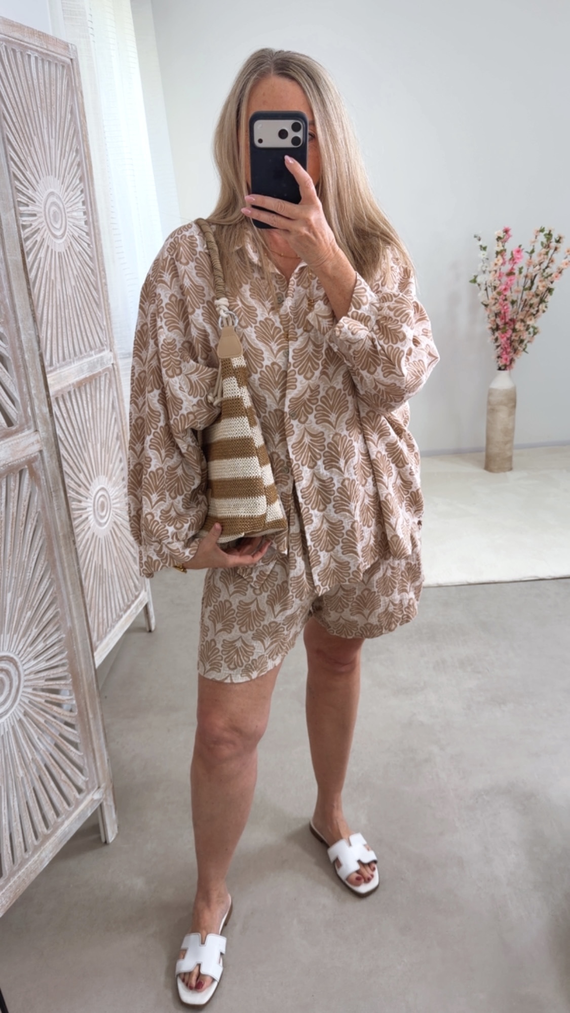 🧡✨🌿 Musselin-Bluse Fantasy-Muster Megan Made in Itlay 34-42/44