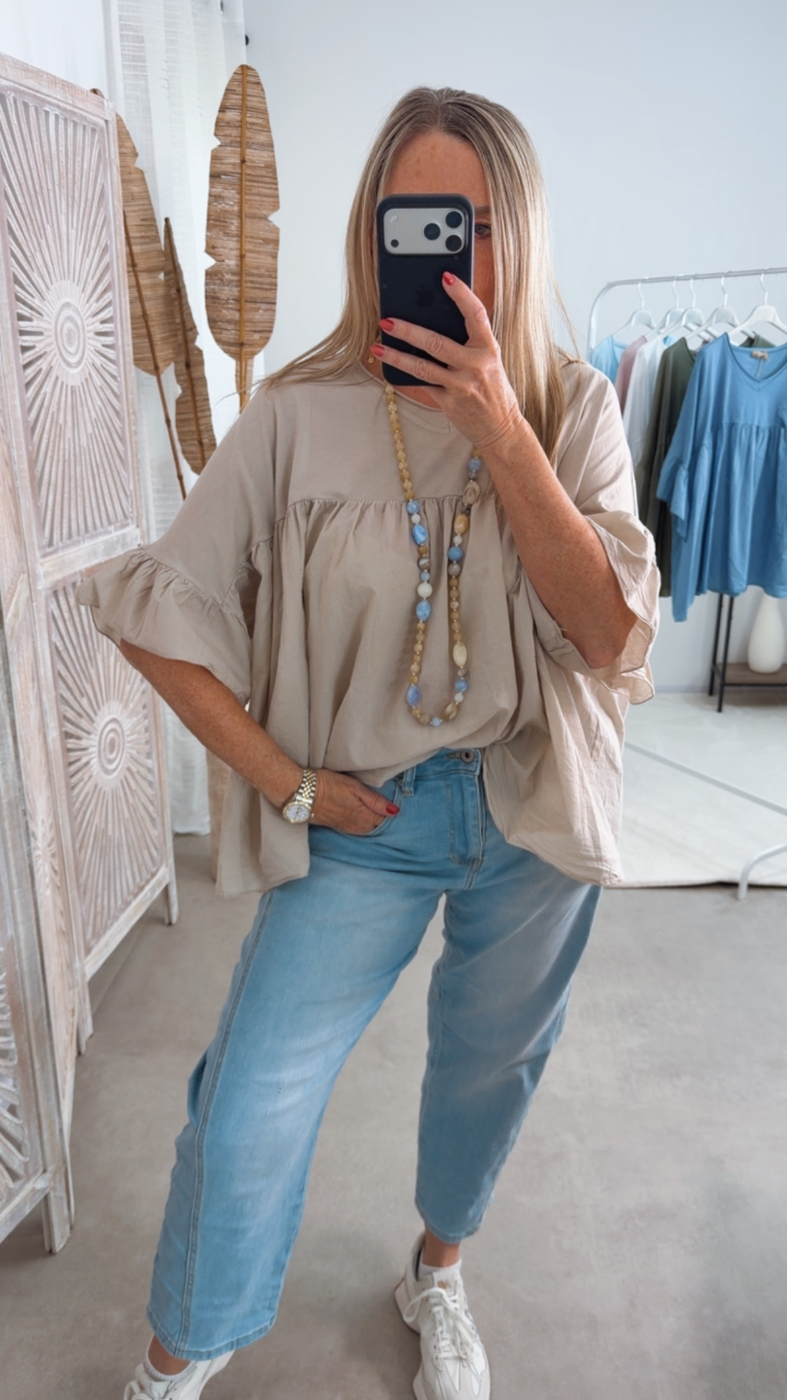 Basic-T-Shirt Velina Tulpenärmel Made in Italy 34-44 Bluse