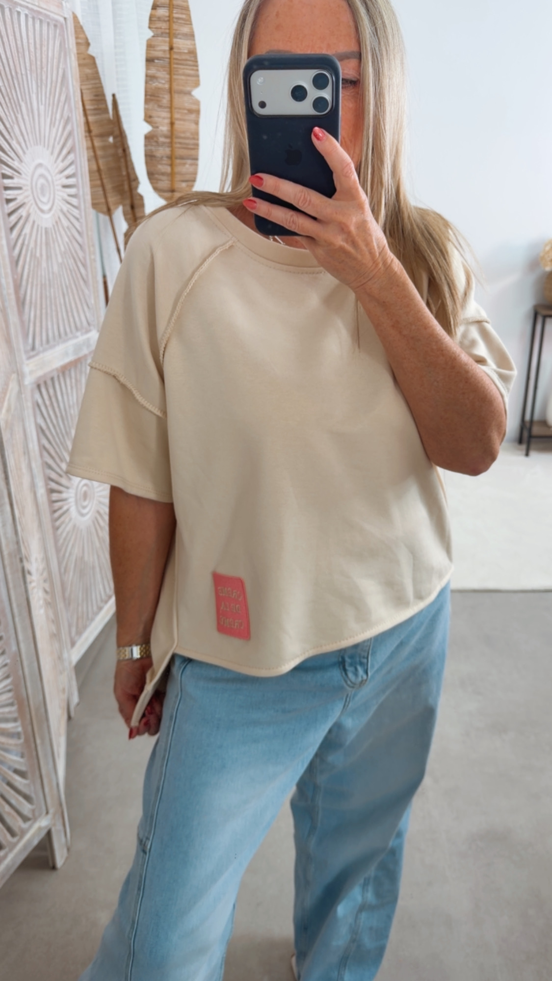 Sweater „Sophia“ – Made in Italy 🇮🇹 | Patch „Crème de la Crème“ | Größe ca. 34–42 🌸